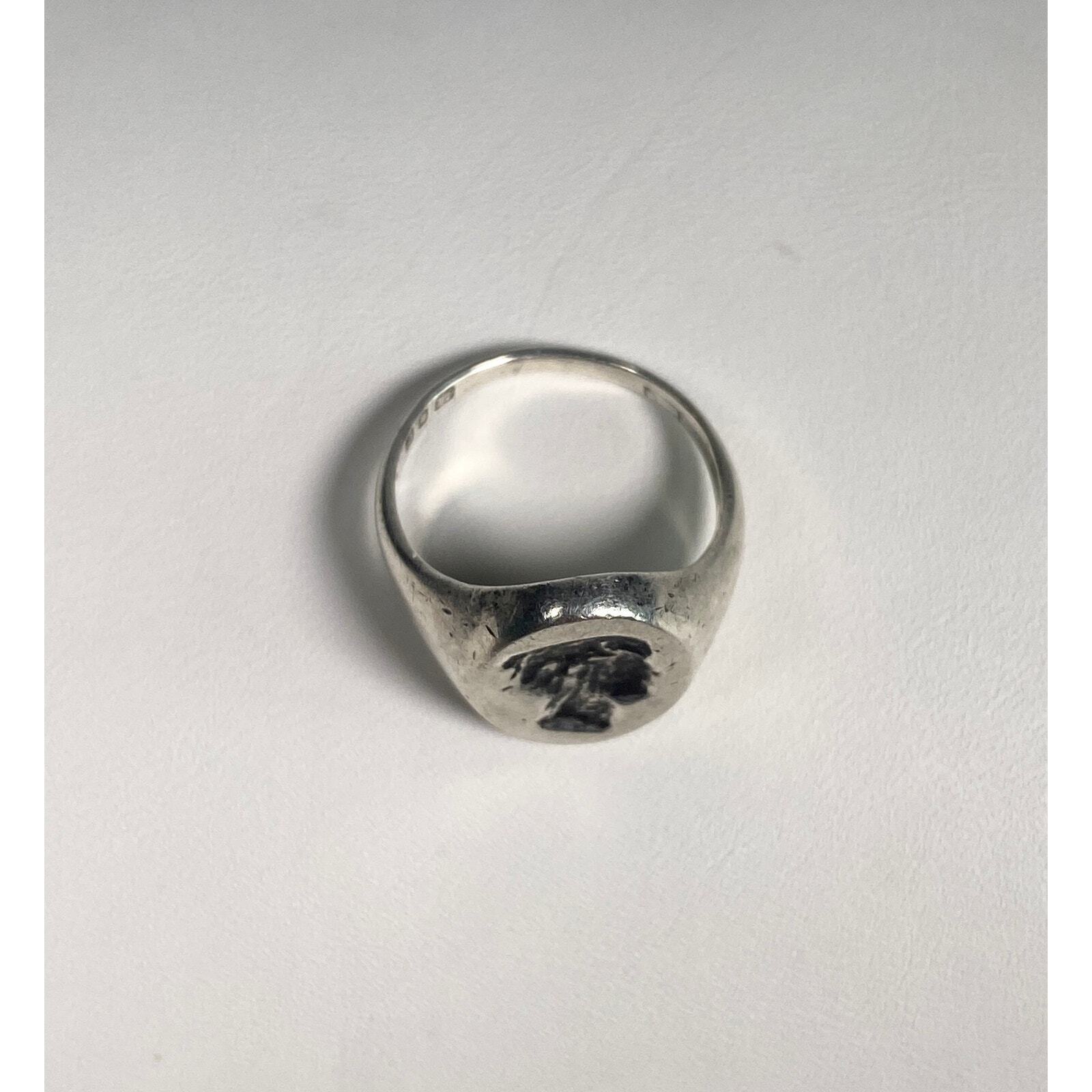Antique 1800's English Sterling Silver Silhouette Ring, Rare, Hallmarks Wax Seal