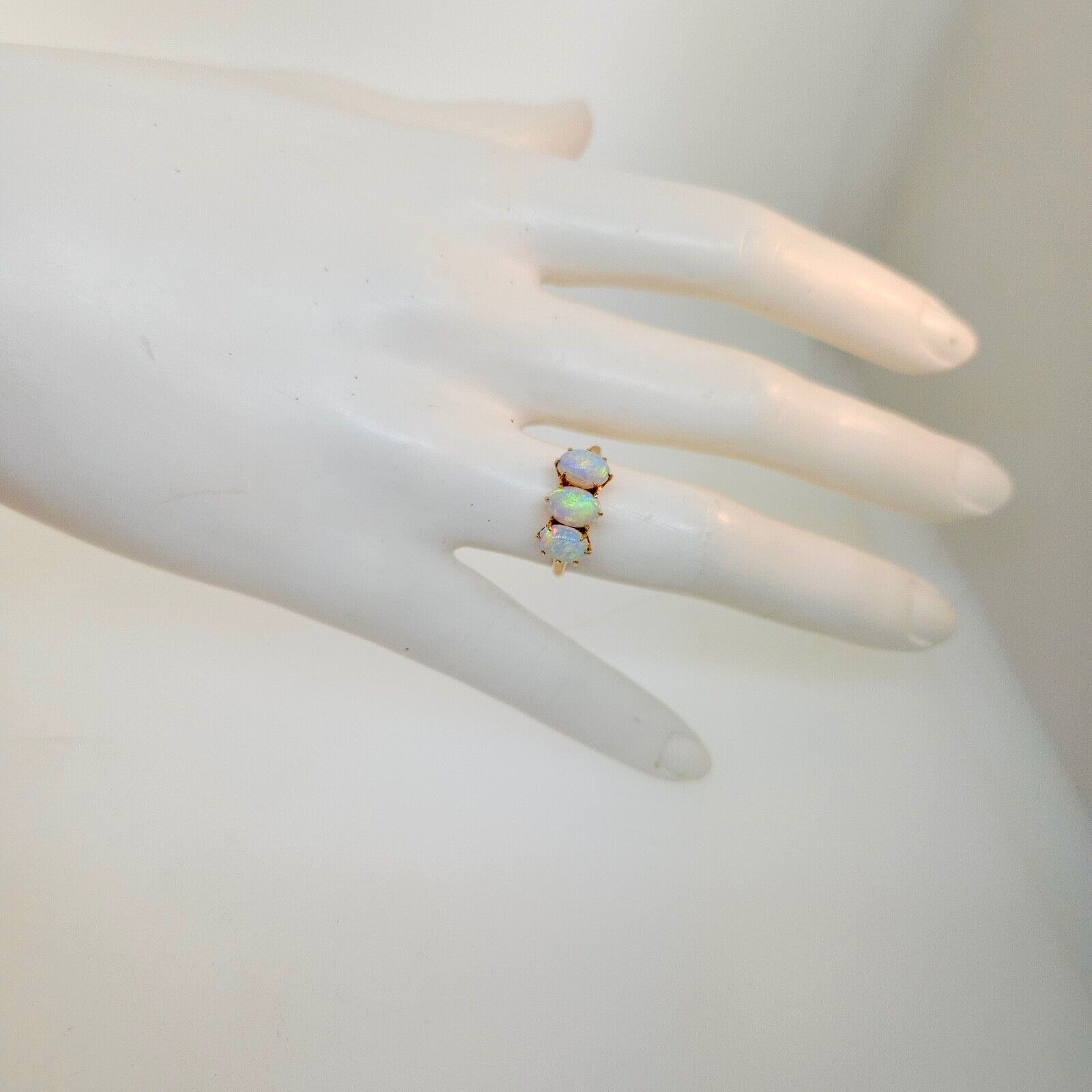 Antique 1800's Victorian 10k 3 Stone Opal Ring