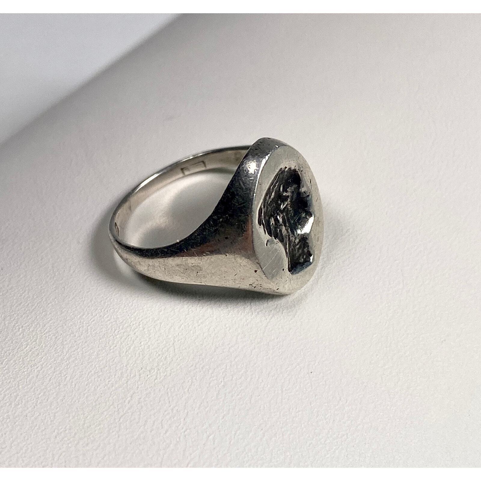 Antique 1800's English Sterling Silver Silhouette Ring, Rare, Hallmarks Wax Seal