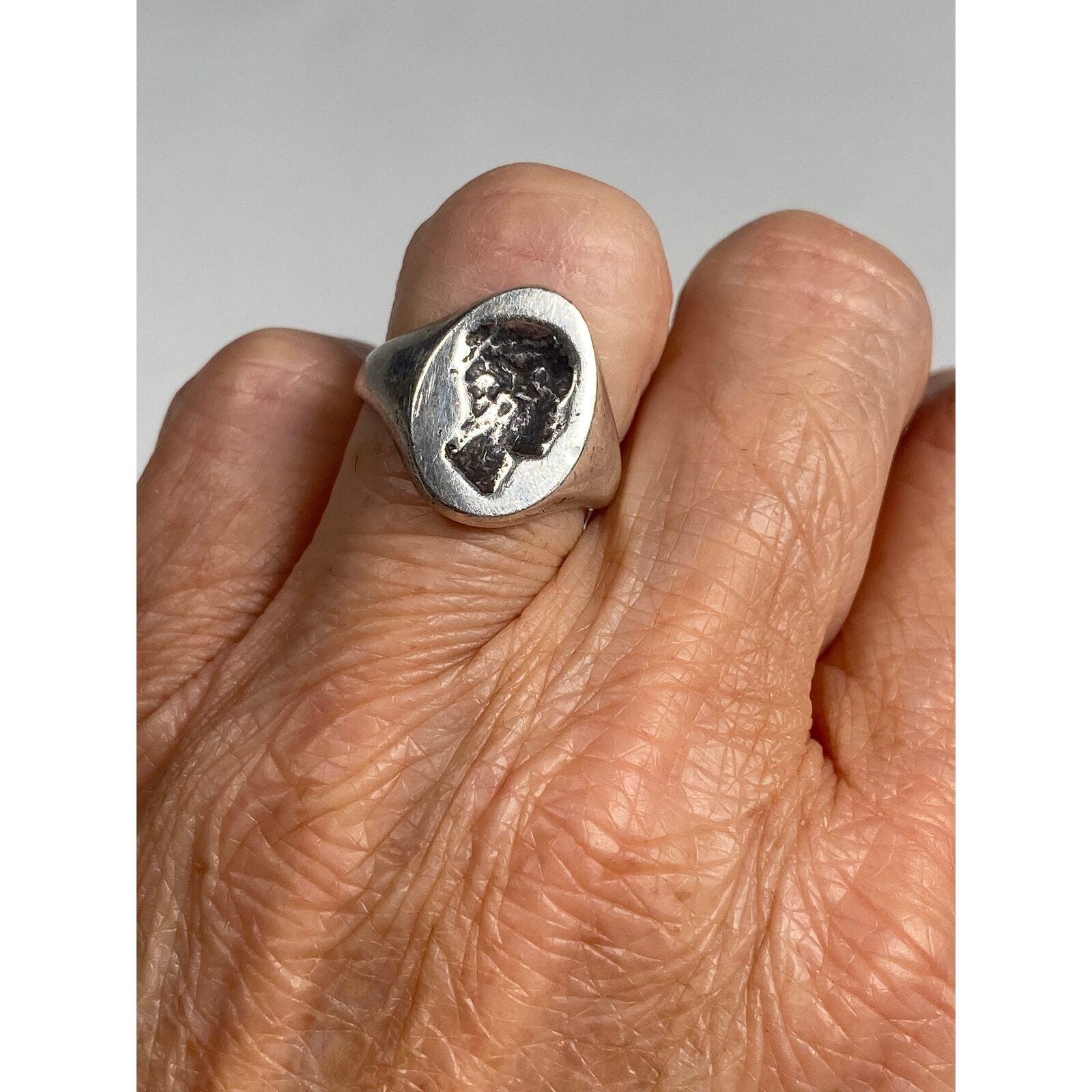 Antique 1800's English Sterling Silver Silhouette Ring, Rare, Hallmarks Wax Seal