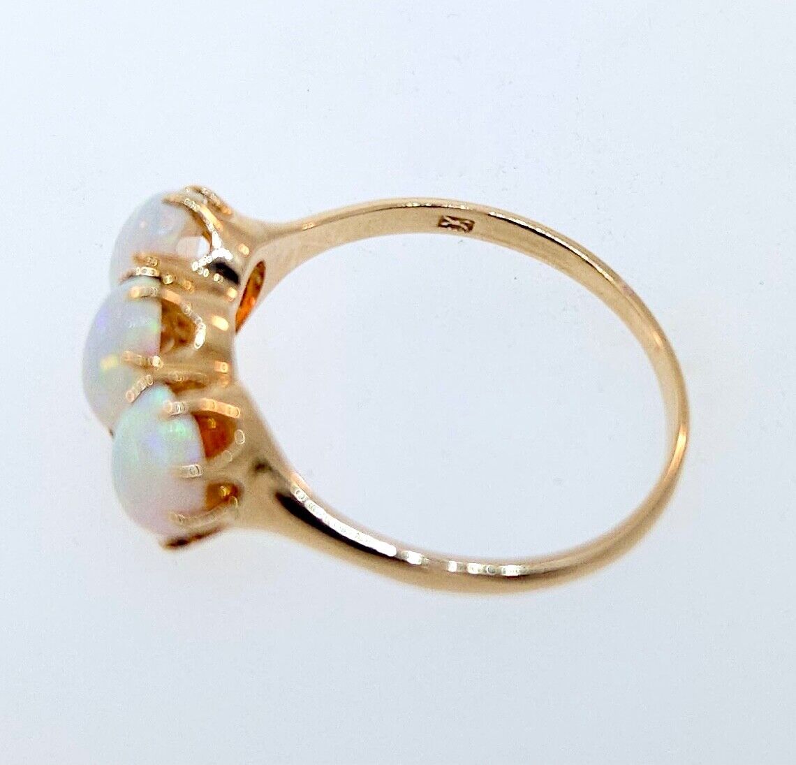Antique 1800's Victorian 10k 3 Stone Opal Ring
