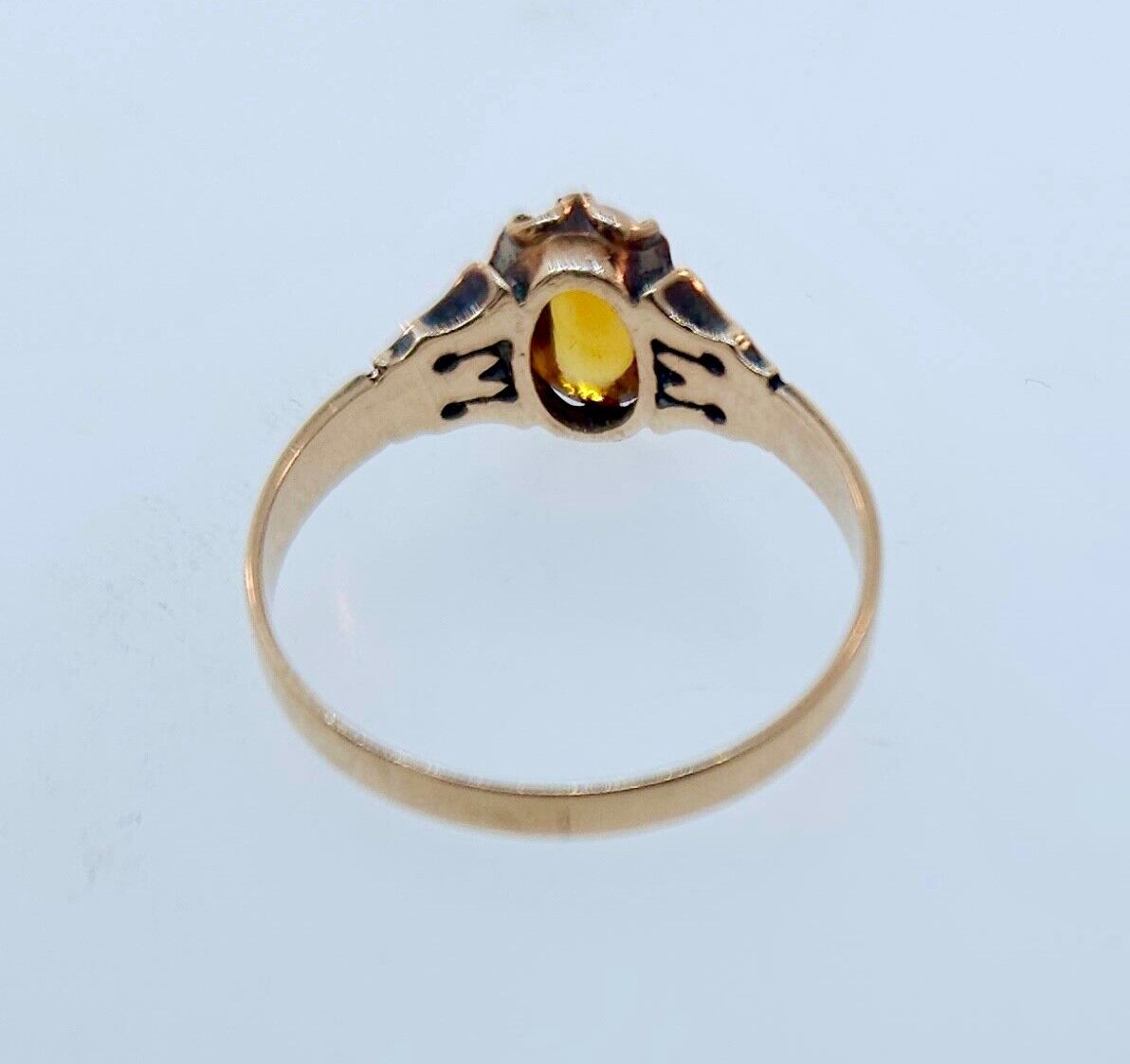 Antique Victorian 1800's 10k Yellow Gold Golden Cabochon Stone Ring