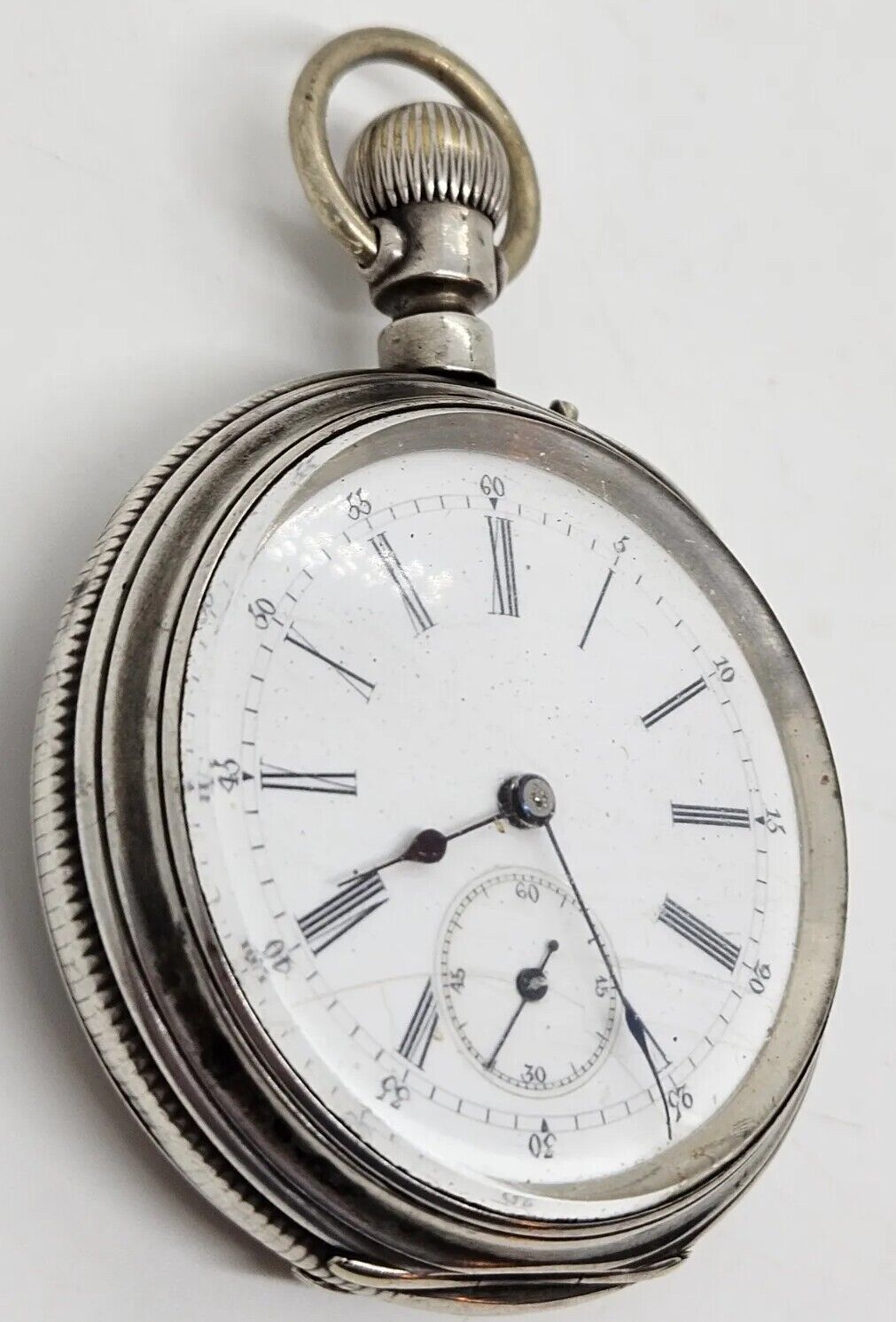 Antique 1800's Swiss Victorian Mechanical 'Pin Set' Fine Silver Pocket Watch