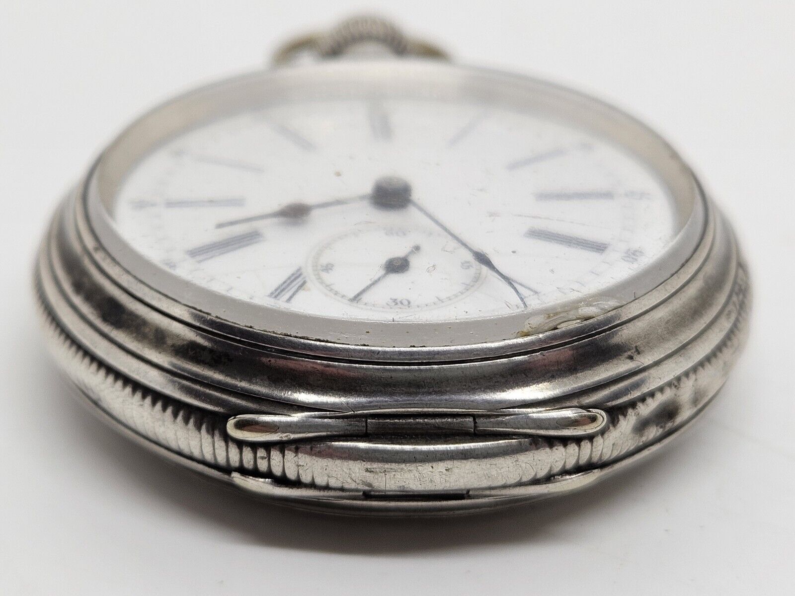 Antique 1800's Swiss Victorian Mechanical 'Pin Set' Fine Silver Pocket Watch