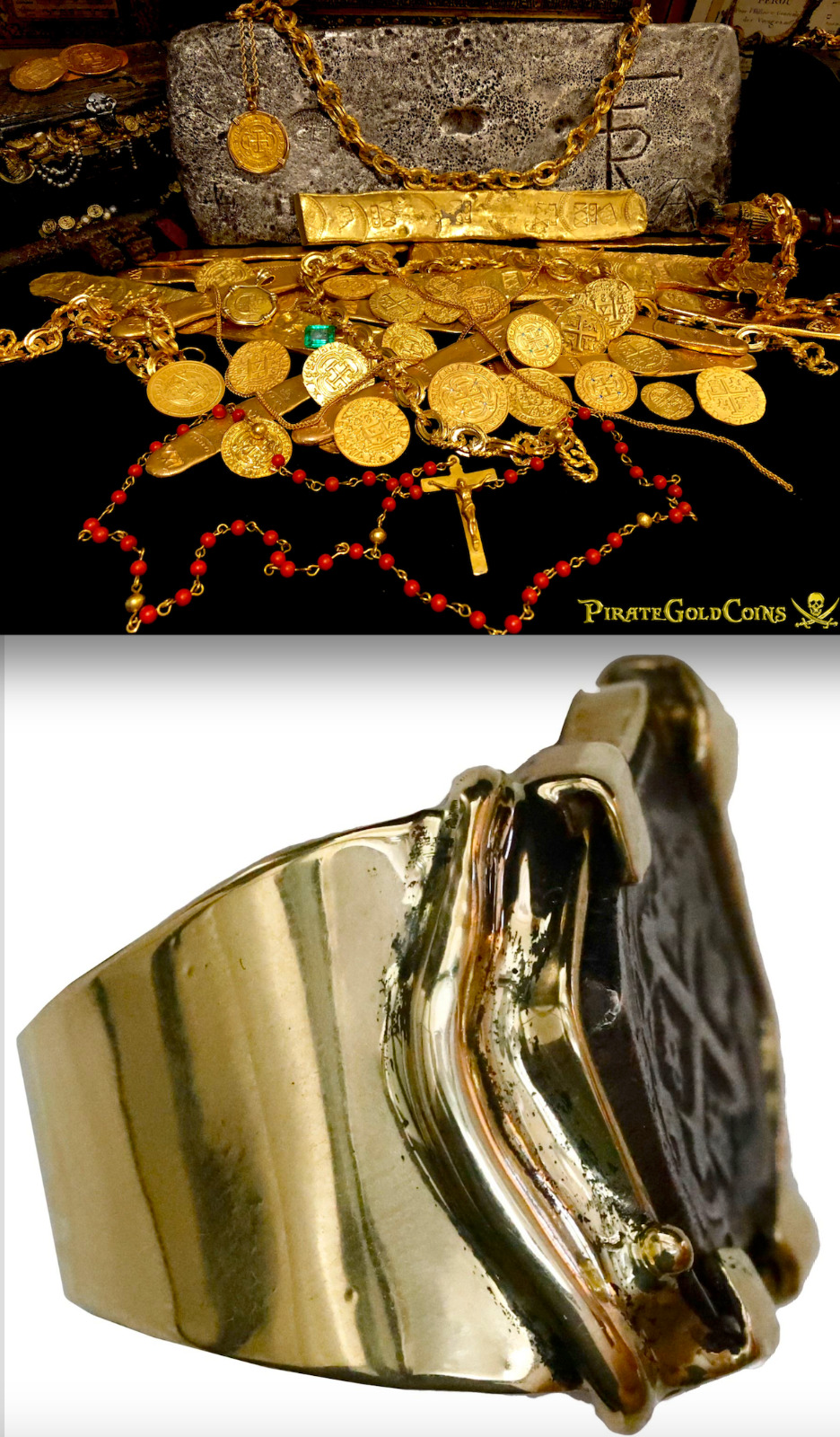 MEXICO 1700 RING "LA MESETA" FLEET  PIRATE GOLD COINS SHIPWRECK JEWELRY TREASURE