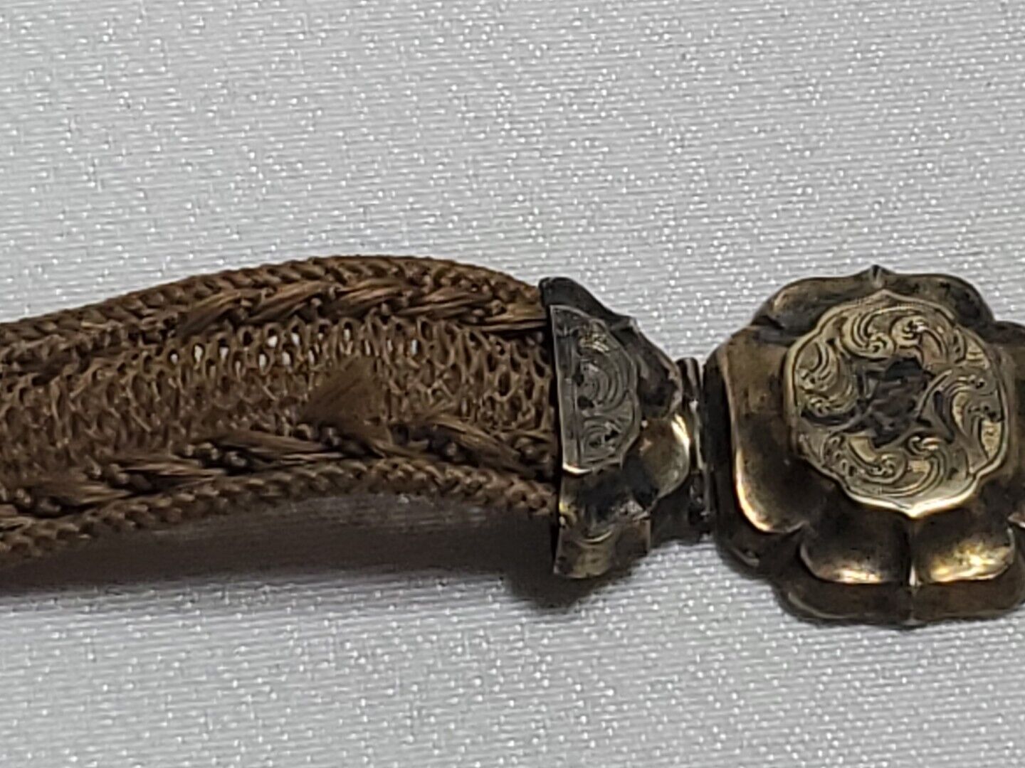 Antique 1800'S MOURNING HAIR BRACELET JEWELRY MEMENTO VICTORIAN FUNERAL 7"