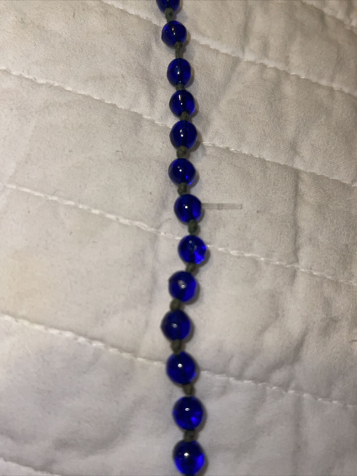 antique early 1900’s victorian ? blue glass necklace needs repair beautiful 28”