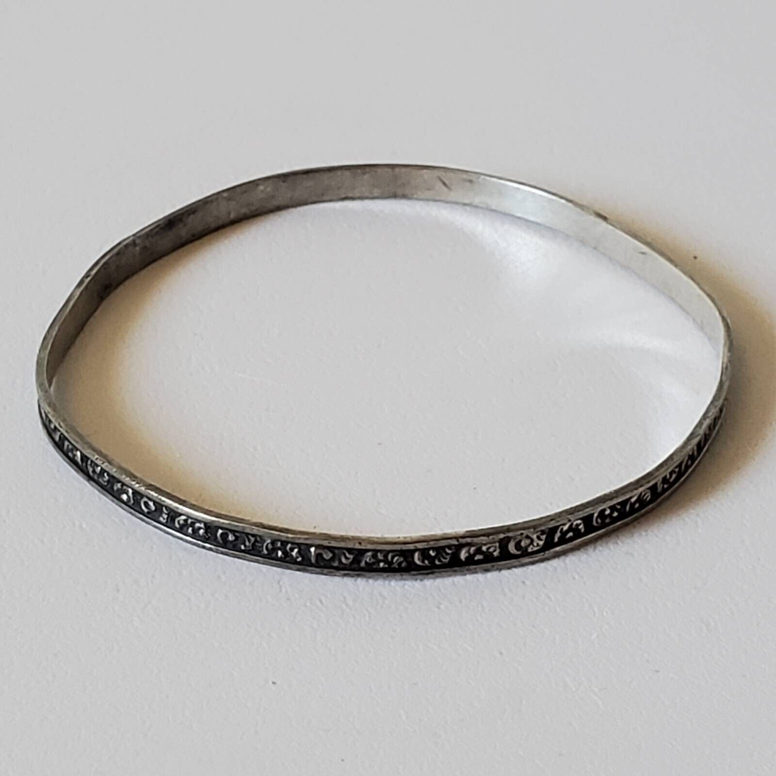 Antique Nathan & Hayes? Silver Bangle Bracelet Art Nouveau 1900s England Small