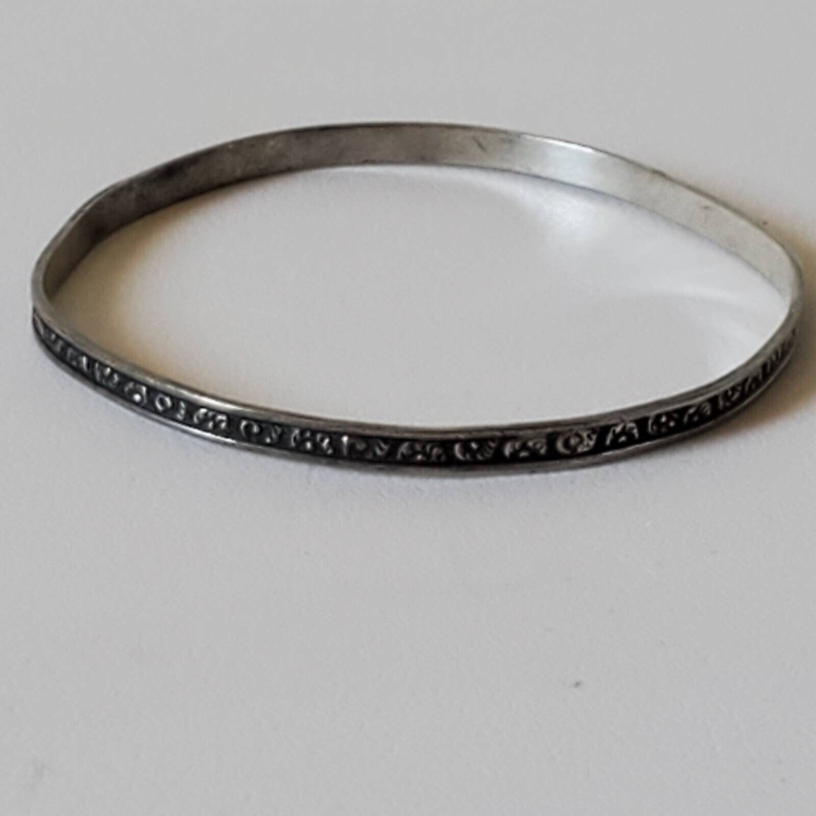 Antique Nathan & Hayes? Silver Bangle Bracelet Art Nouveau 1900s England Small