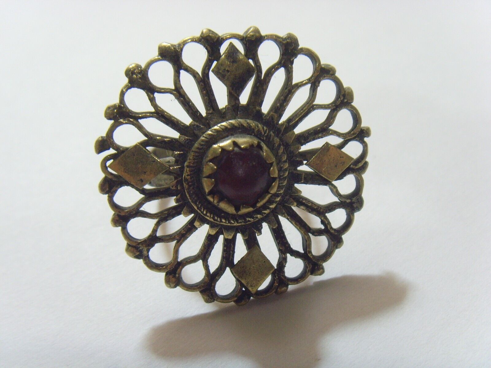 1800s antique Nomads tribal wedding ring 8 size central Asia religious 52260
