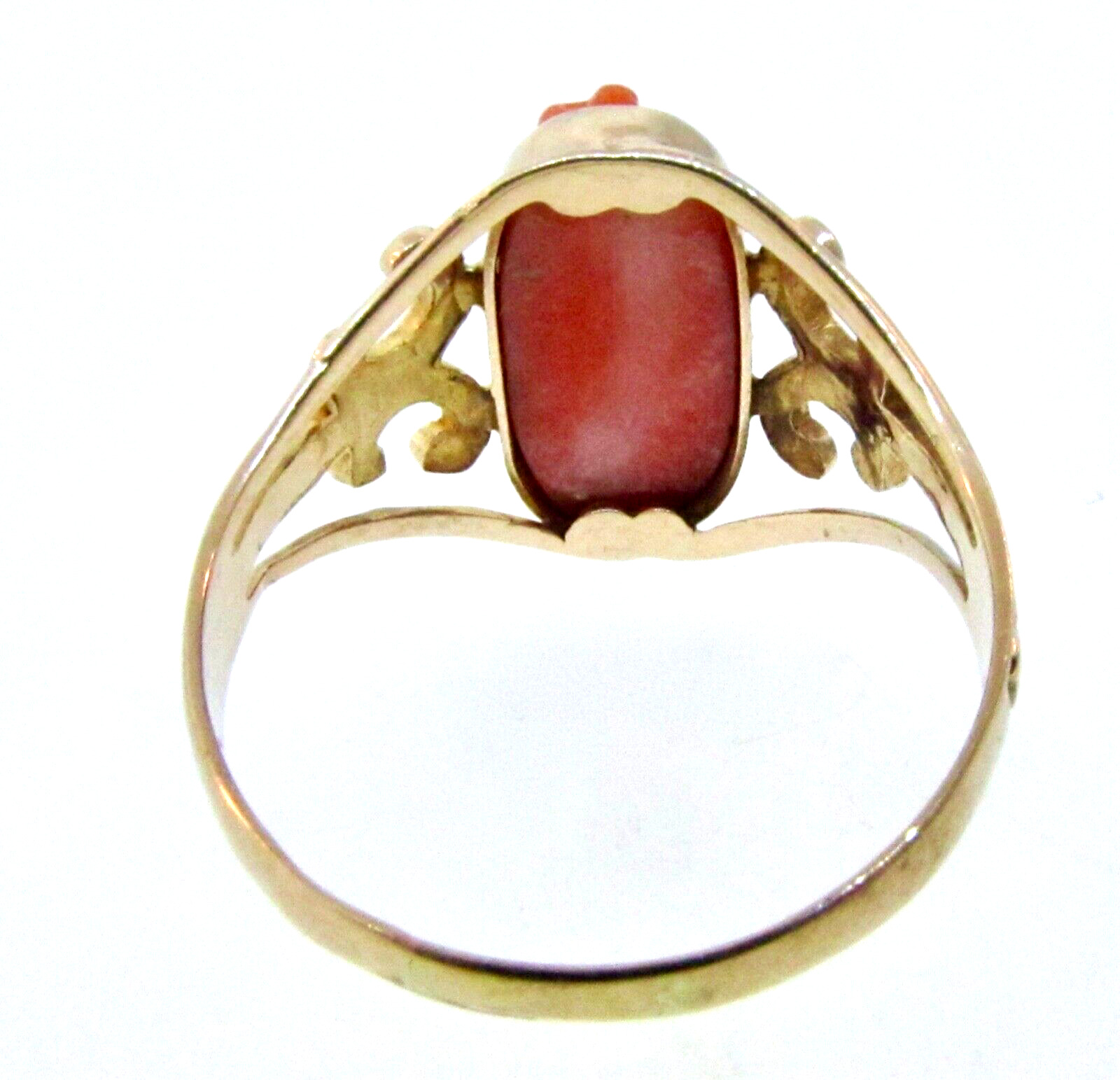 Victorian 1800's 10k Yellow Gold Coral Cameo Ring