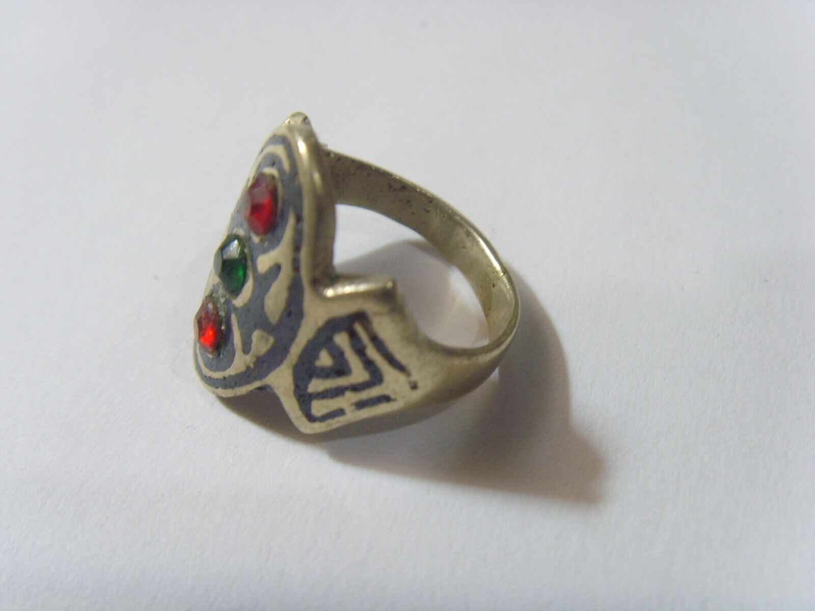 1800s antique Kazakh tribal niello wedding ring size 6.5 Central Asia 52264