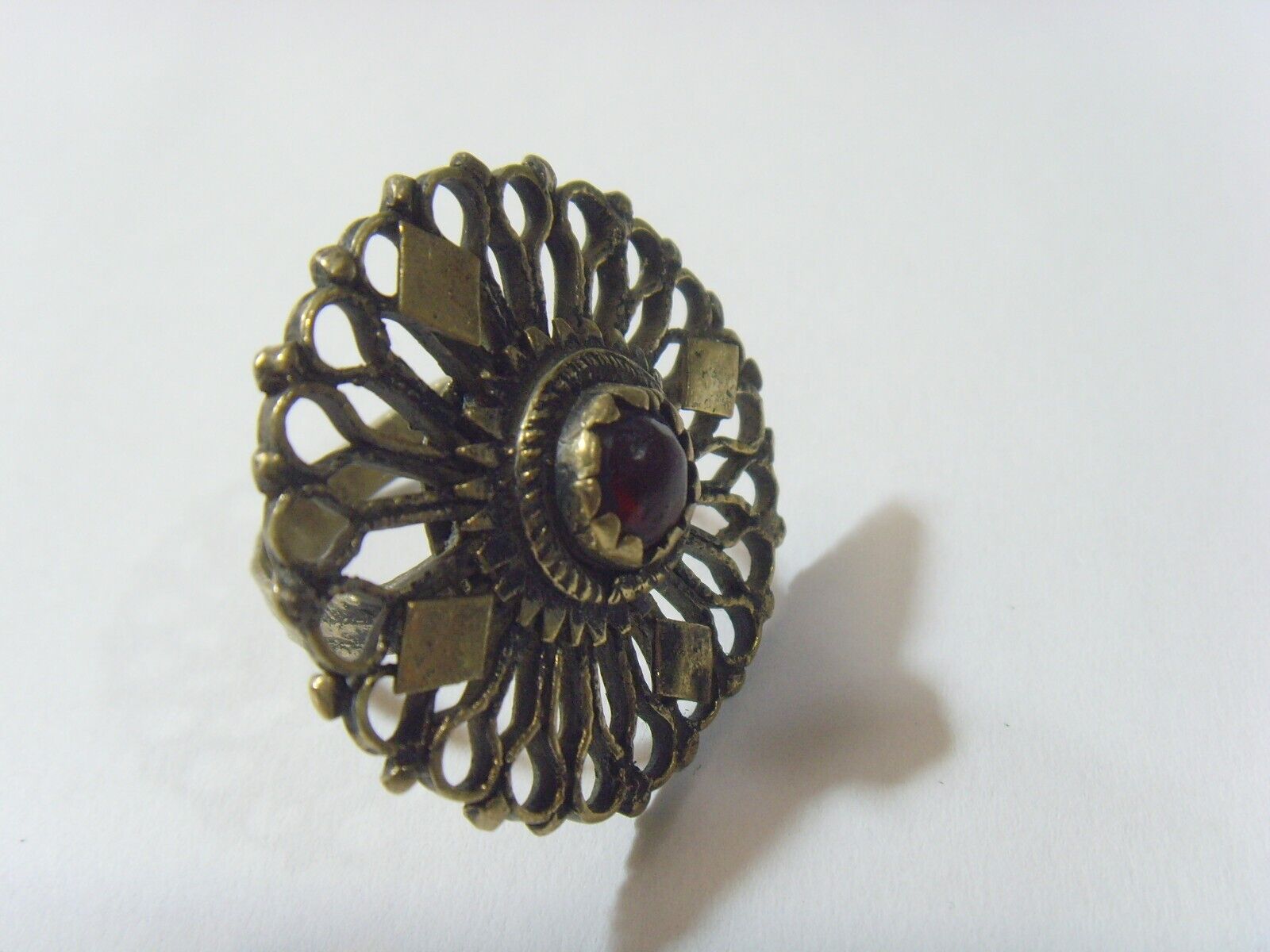 1800s antique Nomads tribal wedding ring 8 size central Asia religious 52260