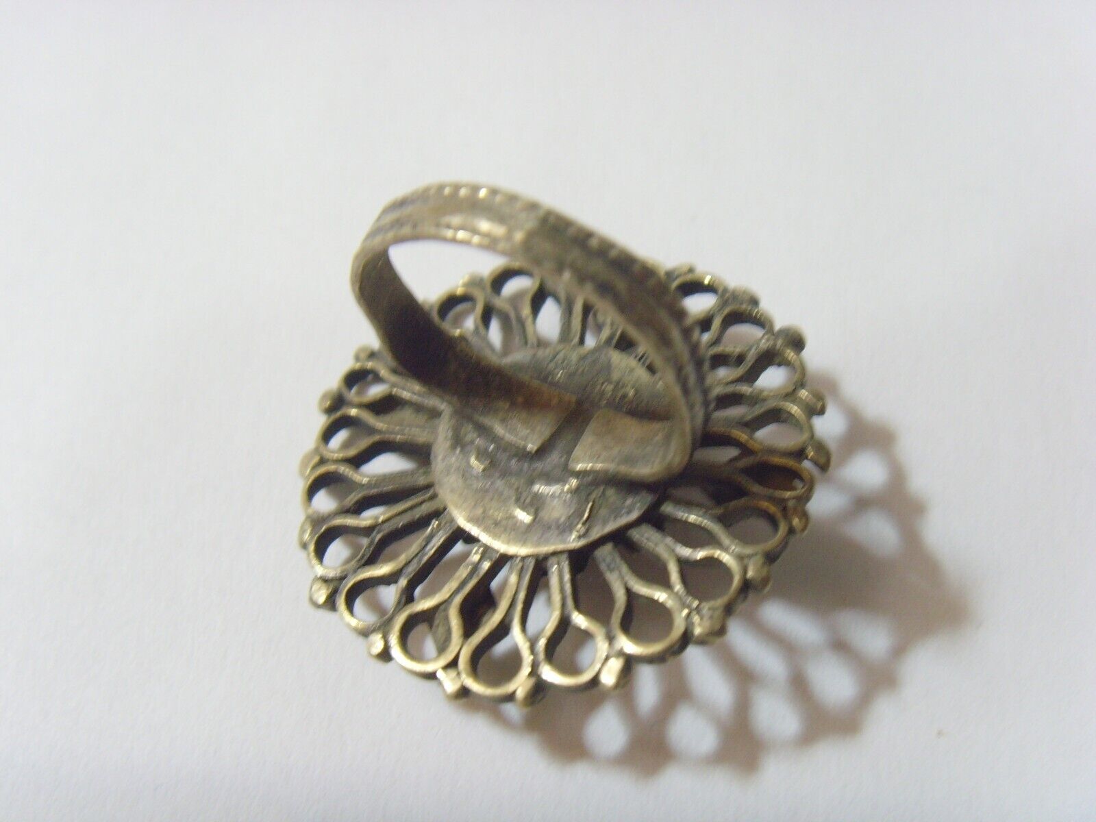 1800s antique Nomads tribal wedding ring 8 size central Asia religious 52260