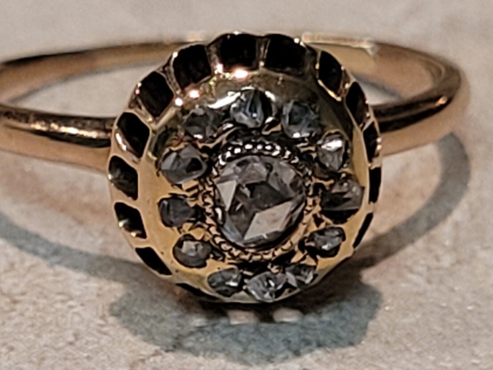 Antique 1800s Victorian Rose Cut Diamond Ring 14k Gold - Size 5 - With Appraisal