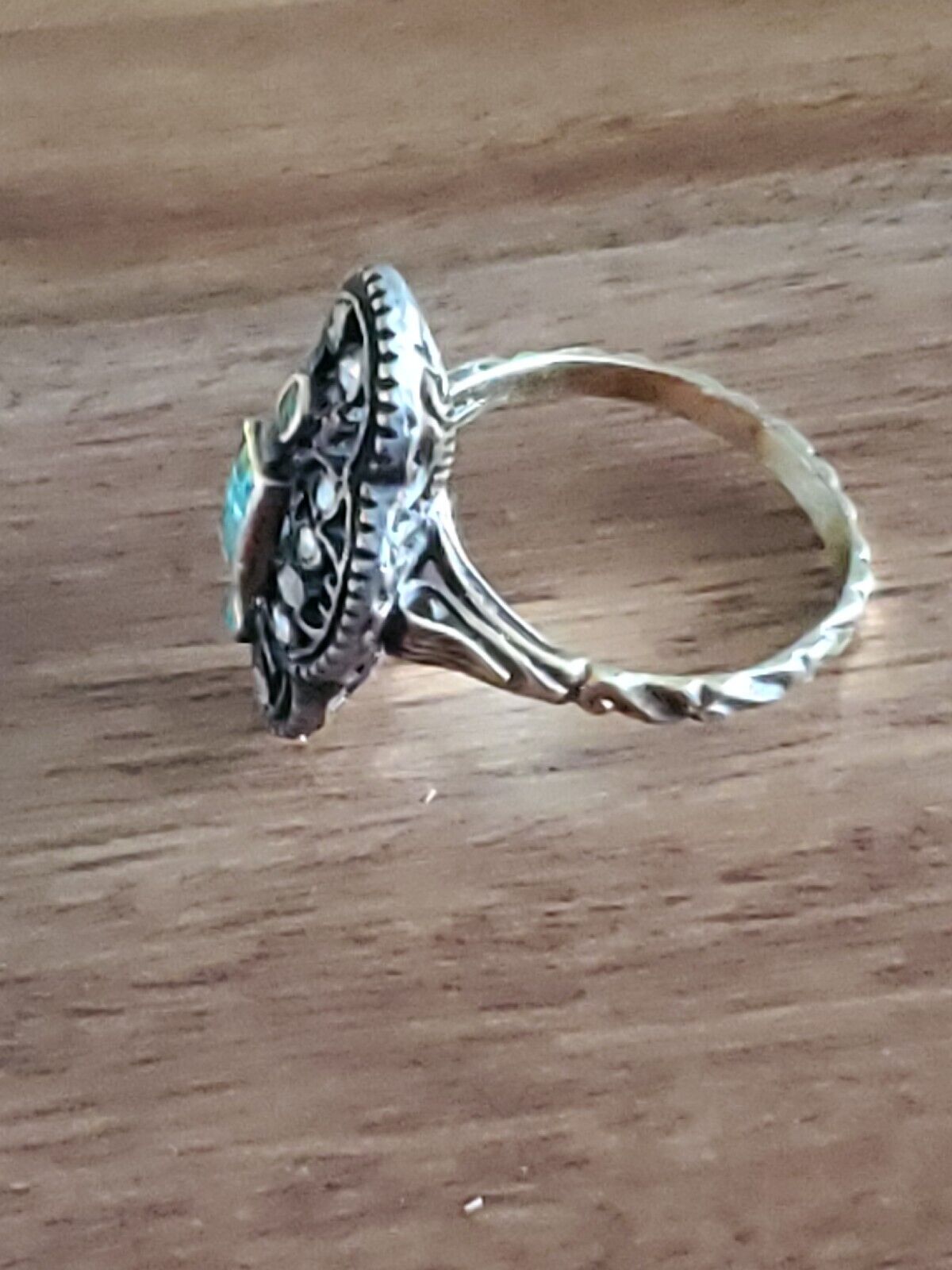 .75 Ct. Super RARE 1800s 14K GOLD EMERALD & ROUGH CUT DIAMOND RING SZ 6.5 #216