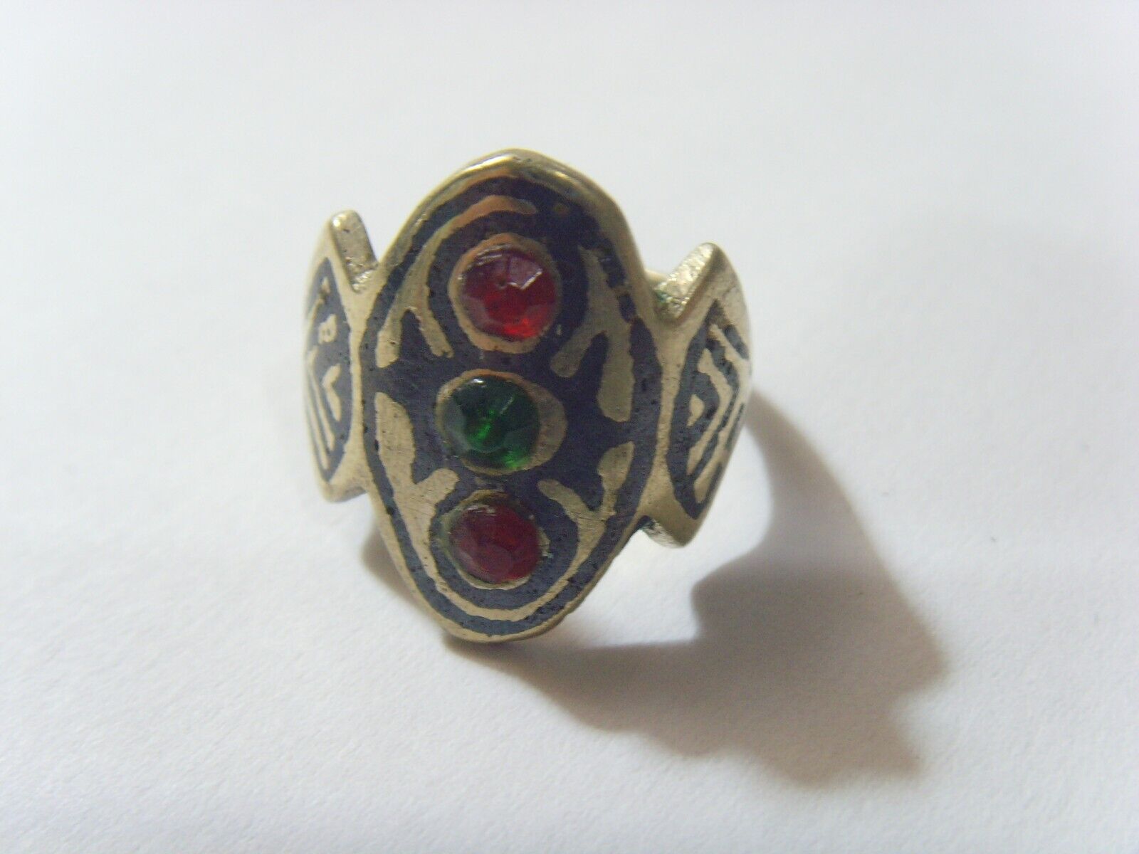 1800s antique Kazakh tribal niello wedding ring size 6.5 Central Asia 52264