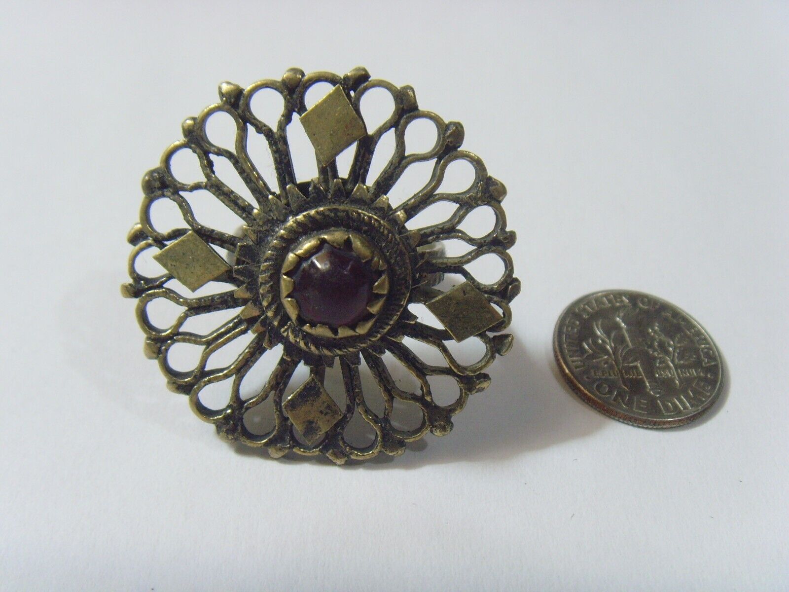 1800s antique Nomads tribal wedding ring 8 size central Asia religious 52260