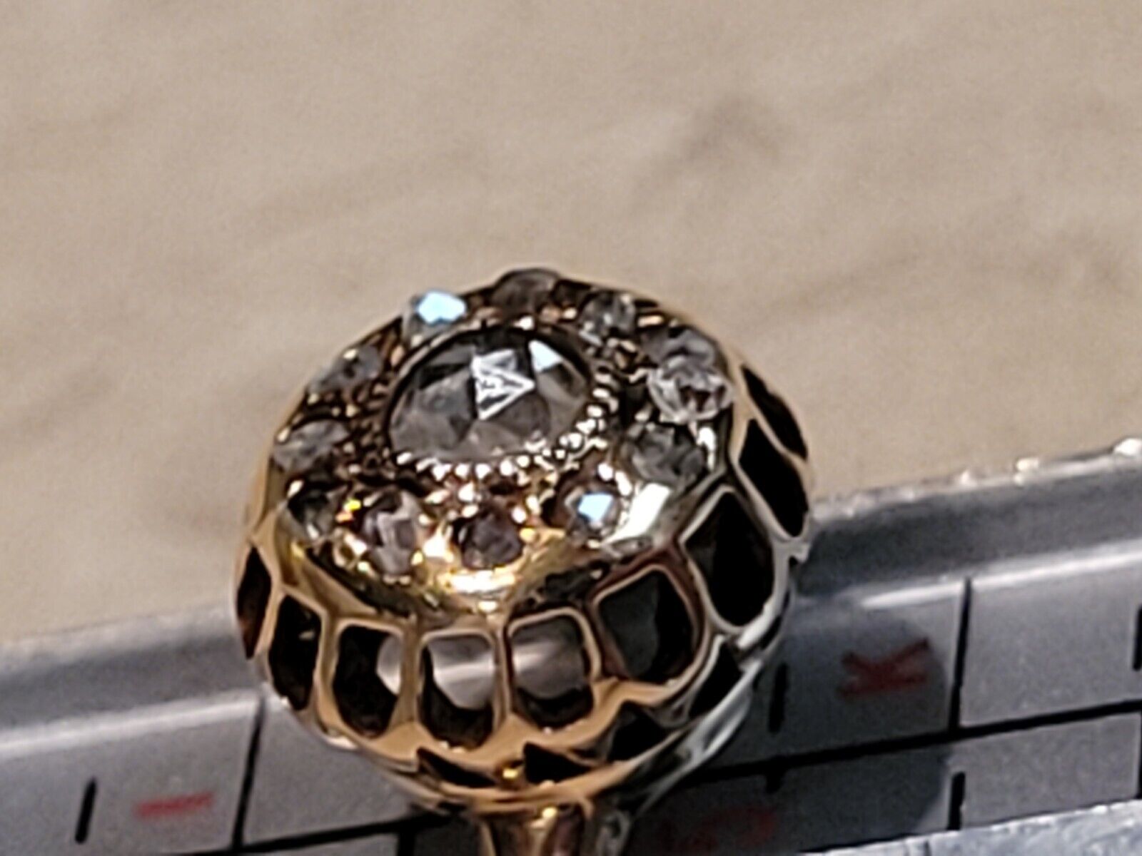 Antique 1800s Victorian Rose Cut Diamond Ring 14k Gold - Size 5 - With Appraisal