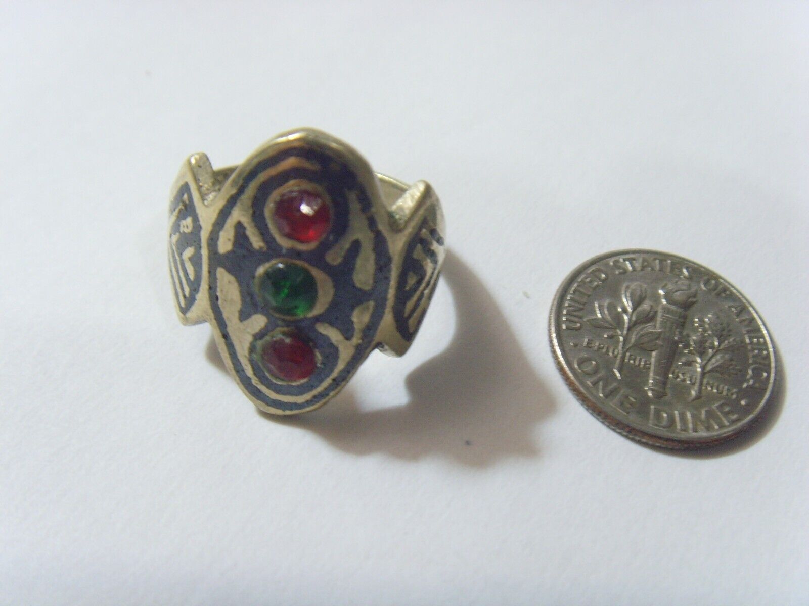 1800s antique Kazakh tribal niello wedding ring size 6.5 Central Asia 52264
