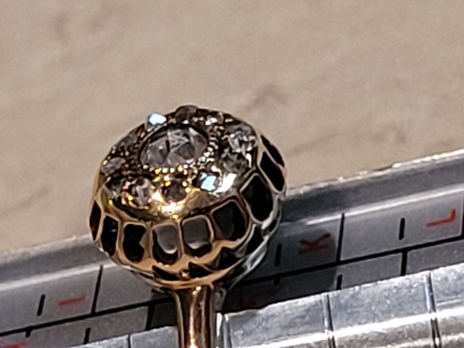 Antique 1800s Victorian Rose Cut Diamond Ring 14k Gold - Size 5 - With Appraisal