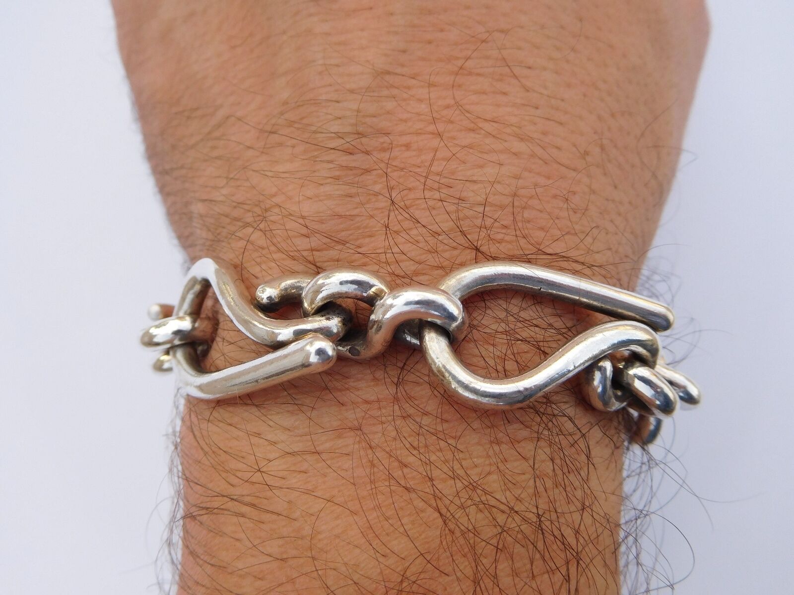 Cool Rare Unisex Art Nouveau Deco Early 1900s French Solid Silver Bracelet !