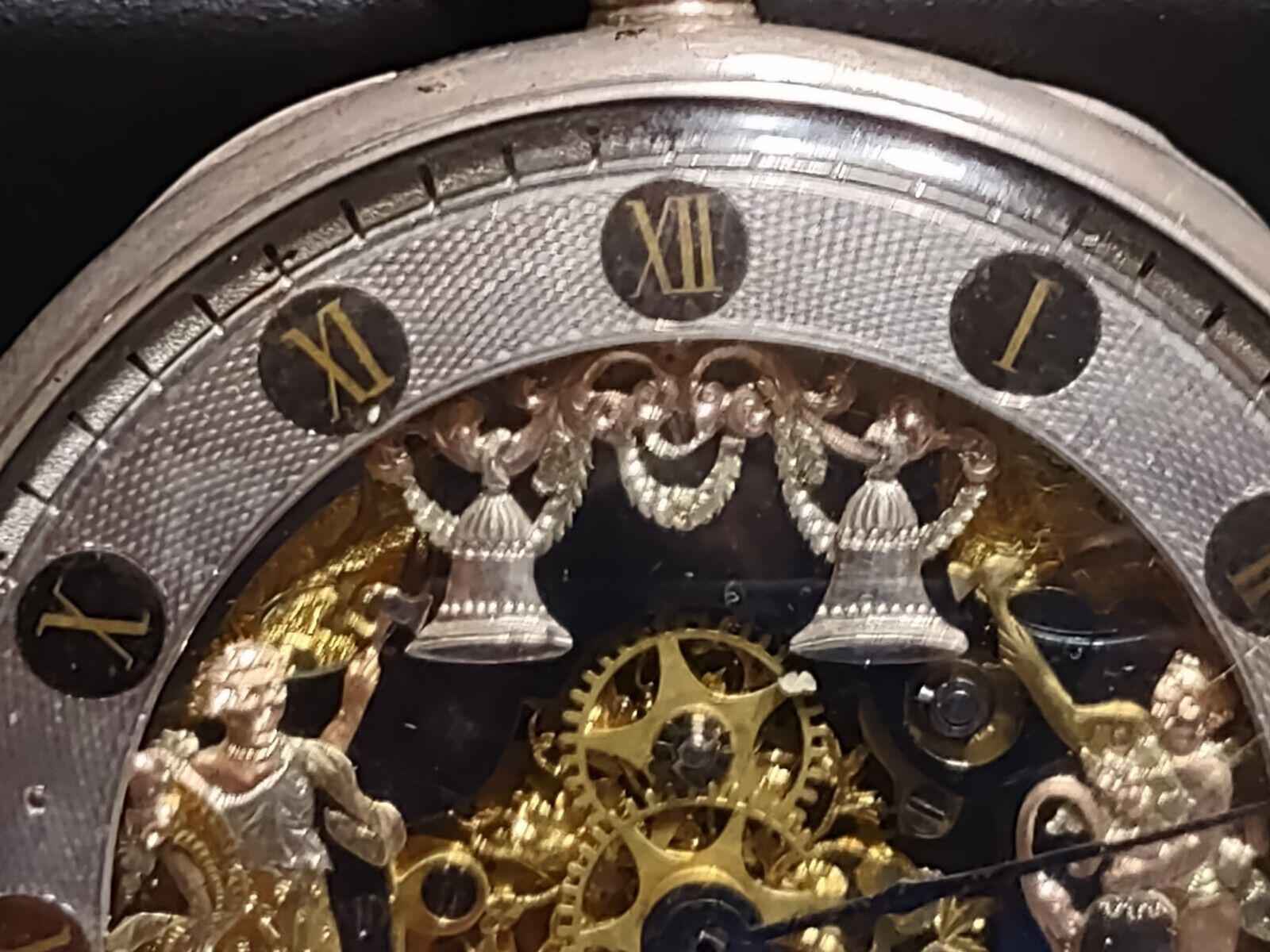1800's SKELETONIZED JACQUEMART AUTOMATON REPEATER VERGE FUSEE POCKET WATCH  60mm