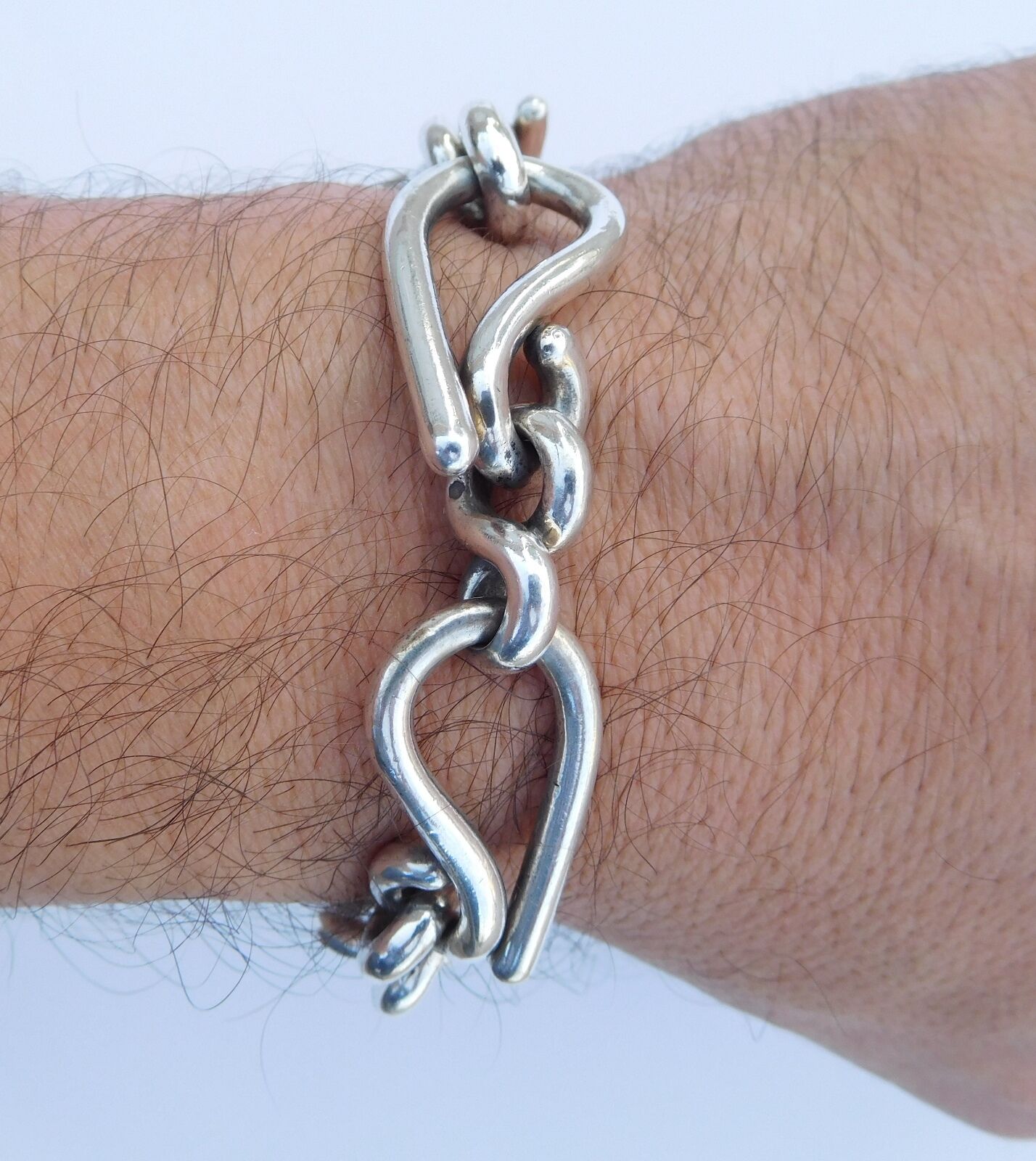 Cool Rare Unisex Art Nouveau Deco Early 1900s French Solid Silver Bracelet !