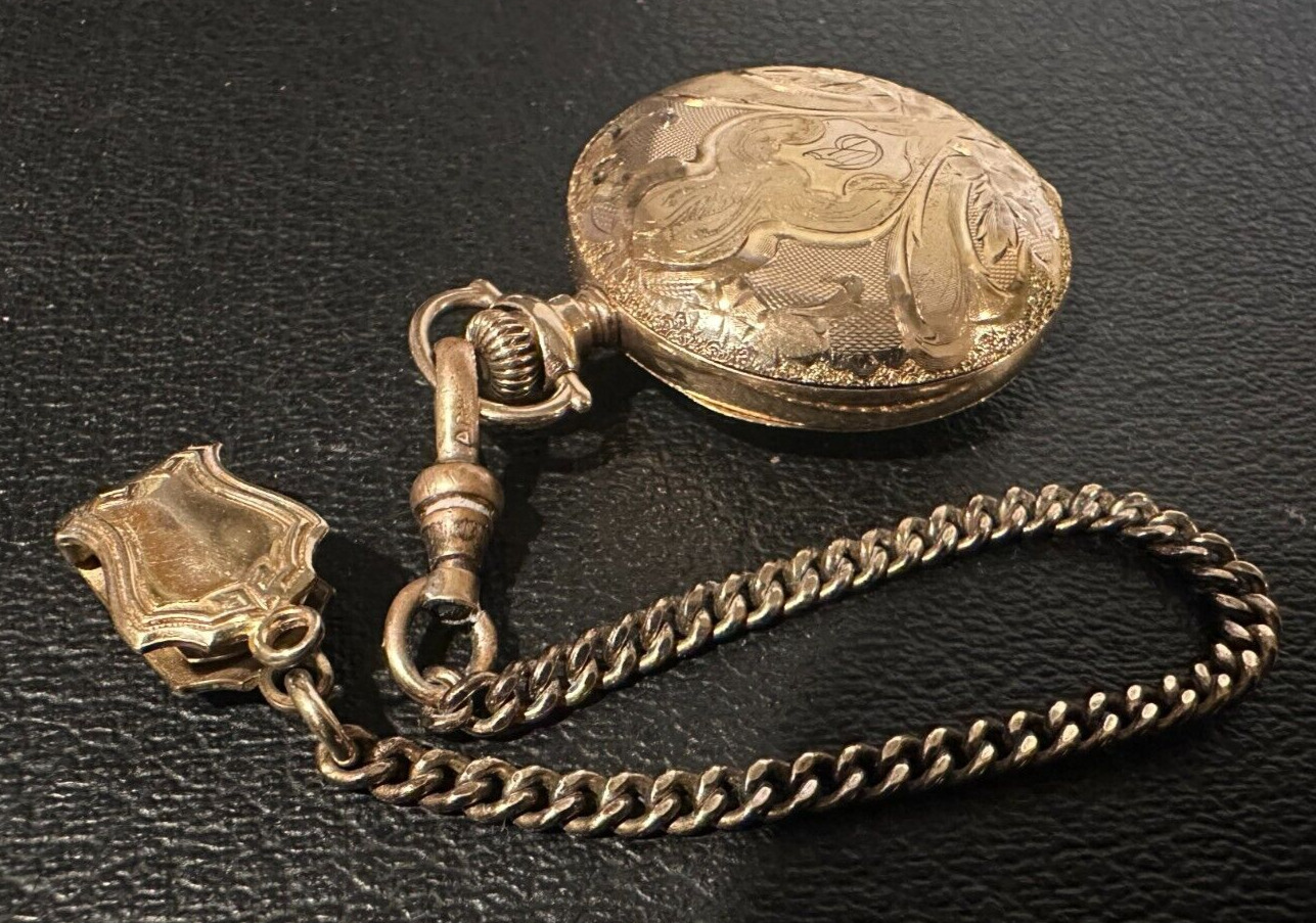 Gold filled Hunter Case size 0 Pocket watch late 1800s, with matching chain