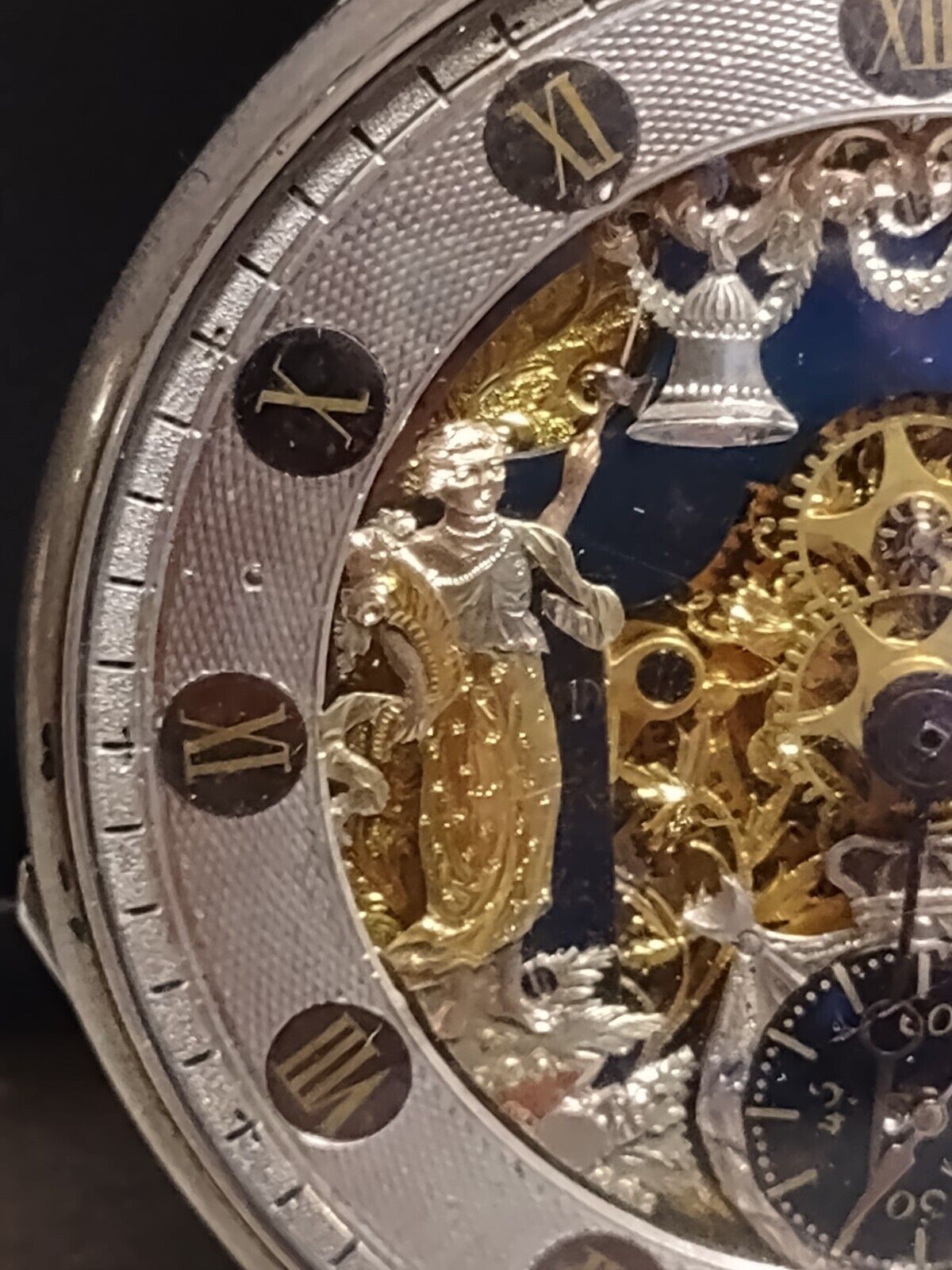1800's SKELETONIZED JACQUEMART AUTOMATON REPEATER VERGE FUSEE POCKET WATCH  60mm