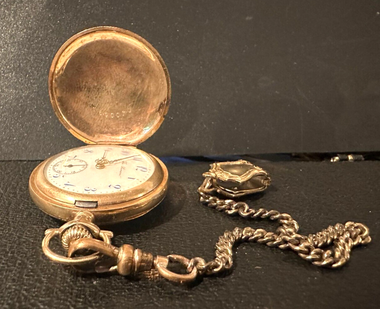 Gold filled Hunter Case size 0 Pocket watch late 1800s, with matching chain