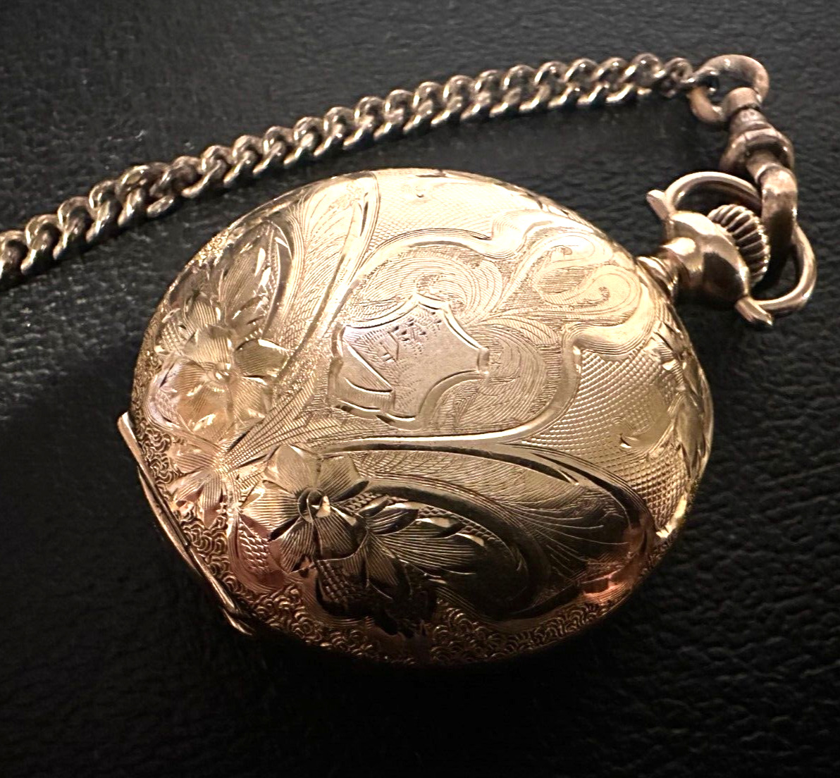 Gold filled Hunter Case size 0 Pocket watch late 1800s, with matching chain