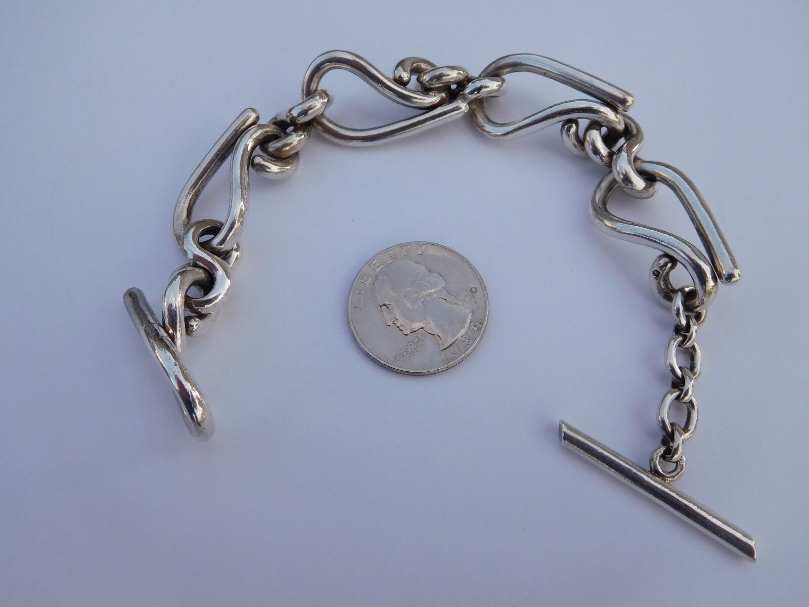 Cool Rare Unisex Art Nouveau Deco Early 1900s French Solid Silver Bracelet !