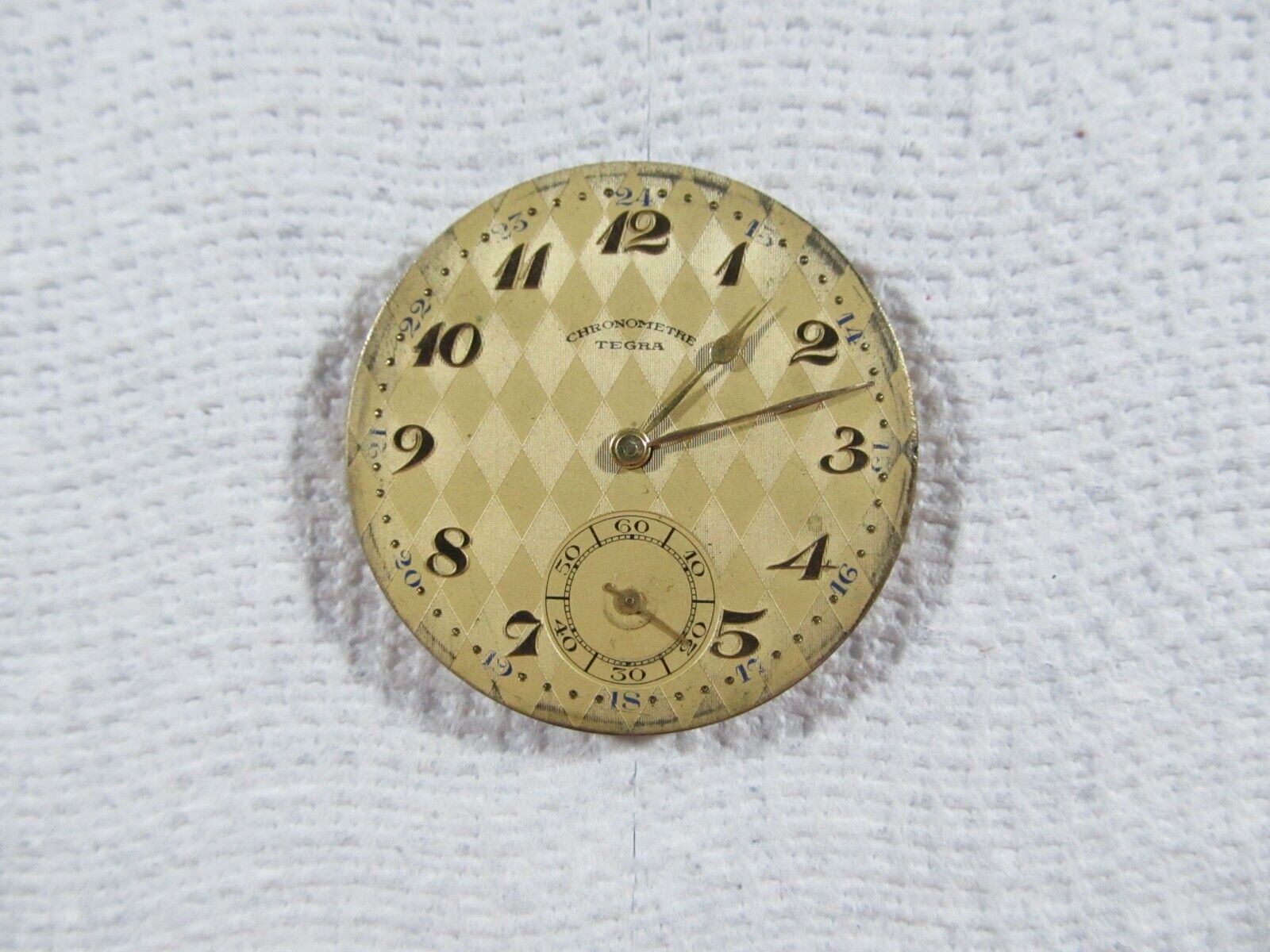 Early 1900's antique Chronometre Tegra, size 16, Pocket Watch movement for parts