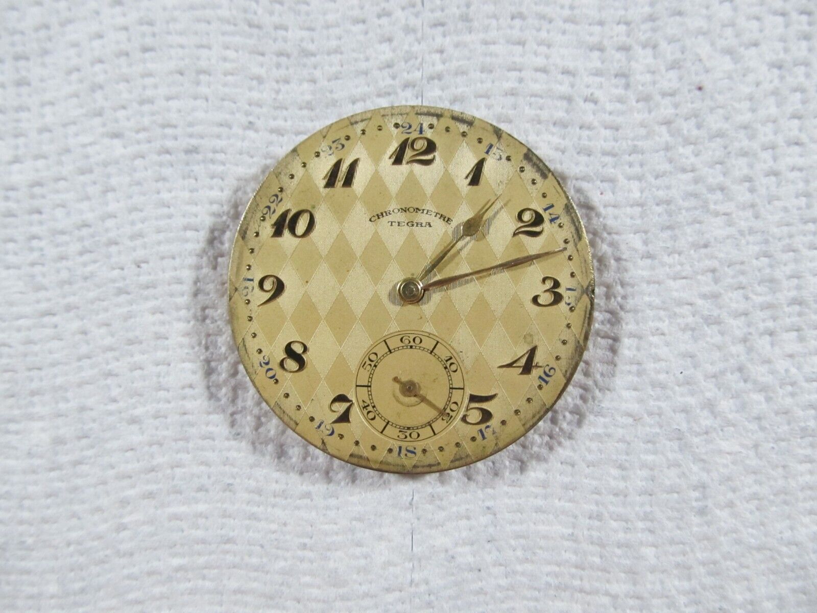 Early 1900's antique Chronometre Tegra, size 16, Pocket Watch movement for parts
