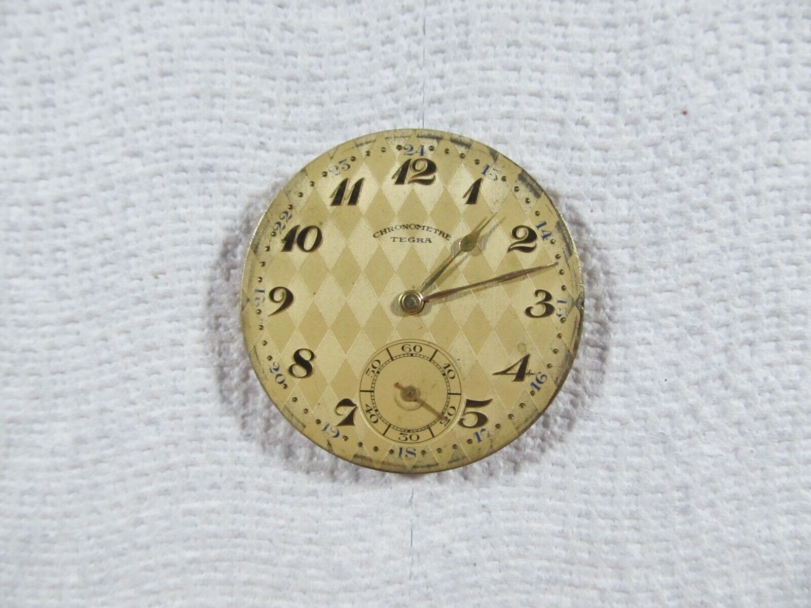 Early 1900's antique Chronometre Tegra, size 16, Pocket Watch movement for parts