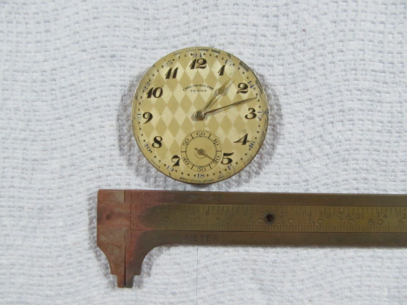 Early 1900's antique Chronometre Tegra, size 16, Pocket Watch movement for parts