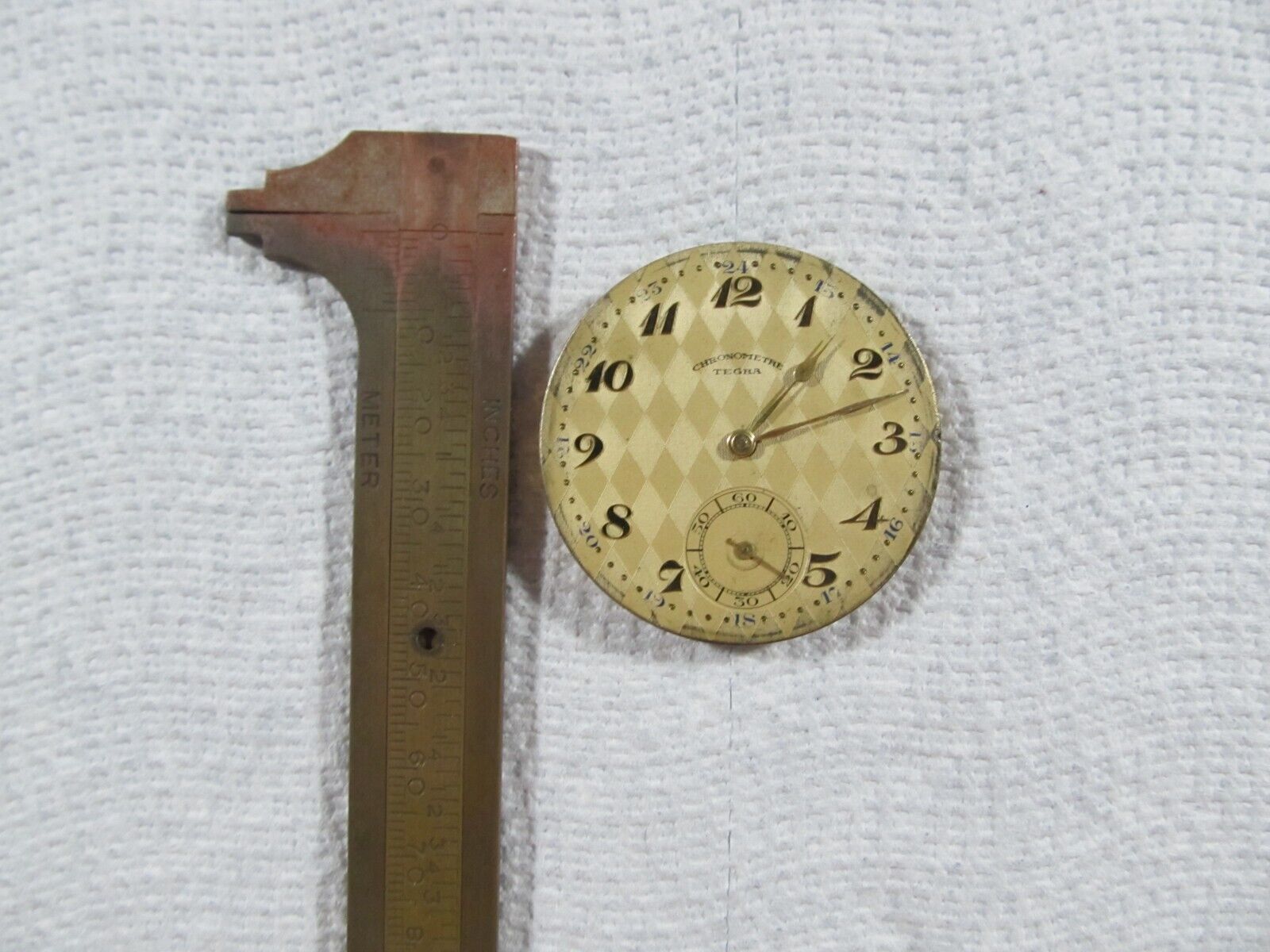 Early 1900's antique Chronometre Tegra, size 16, Pocket Watch movement for parts