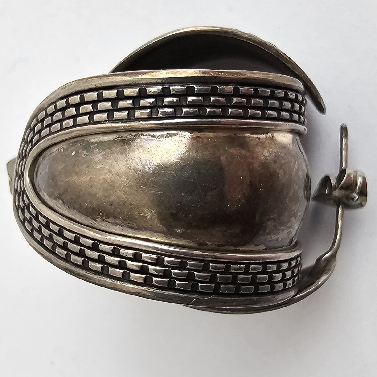 Antique Early 1900s Sterling Silver Wide Hoop Earrings Spoon Style .925 Thick!