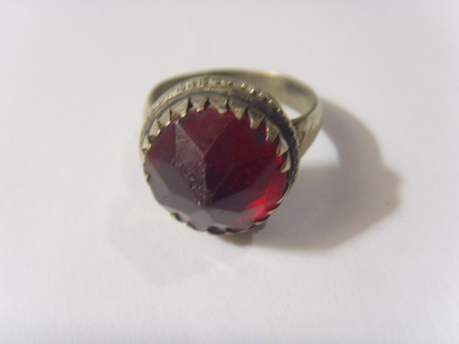 1800s antique tribal wedding ring faux ruby 9 size Central Asia 52274