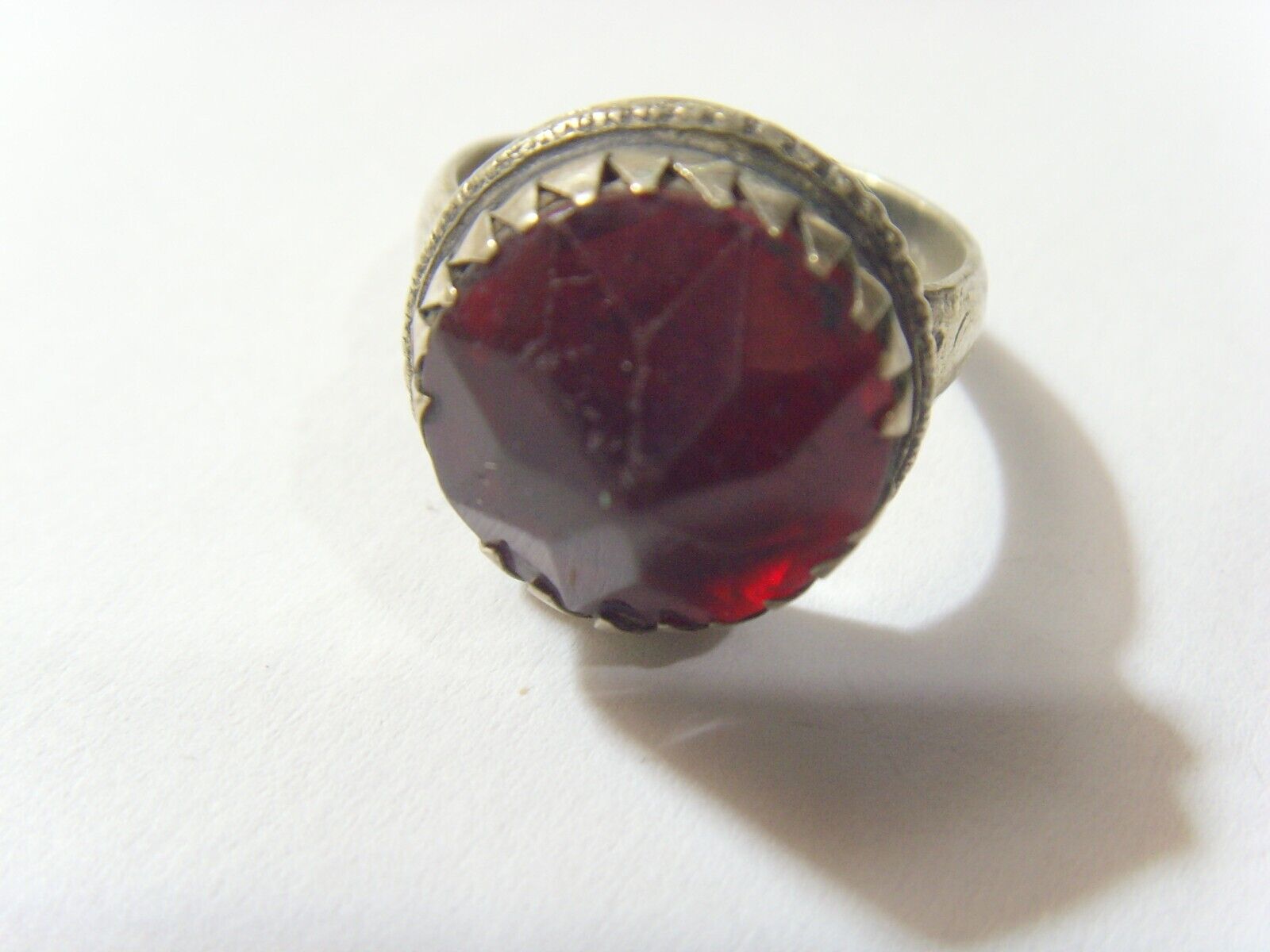 1800s antique tribal wedding ring faux ruby 9 size Central Asia 52274