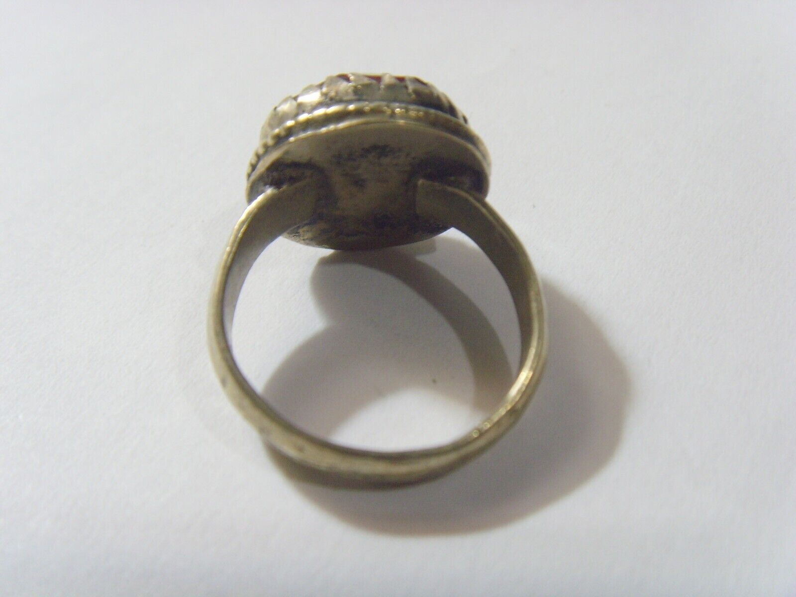 1800s antique tribal wedding ring faux ruby 9 size Central Asia 52274