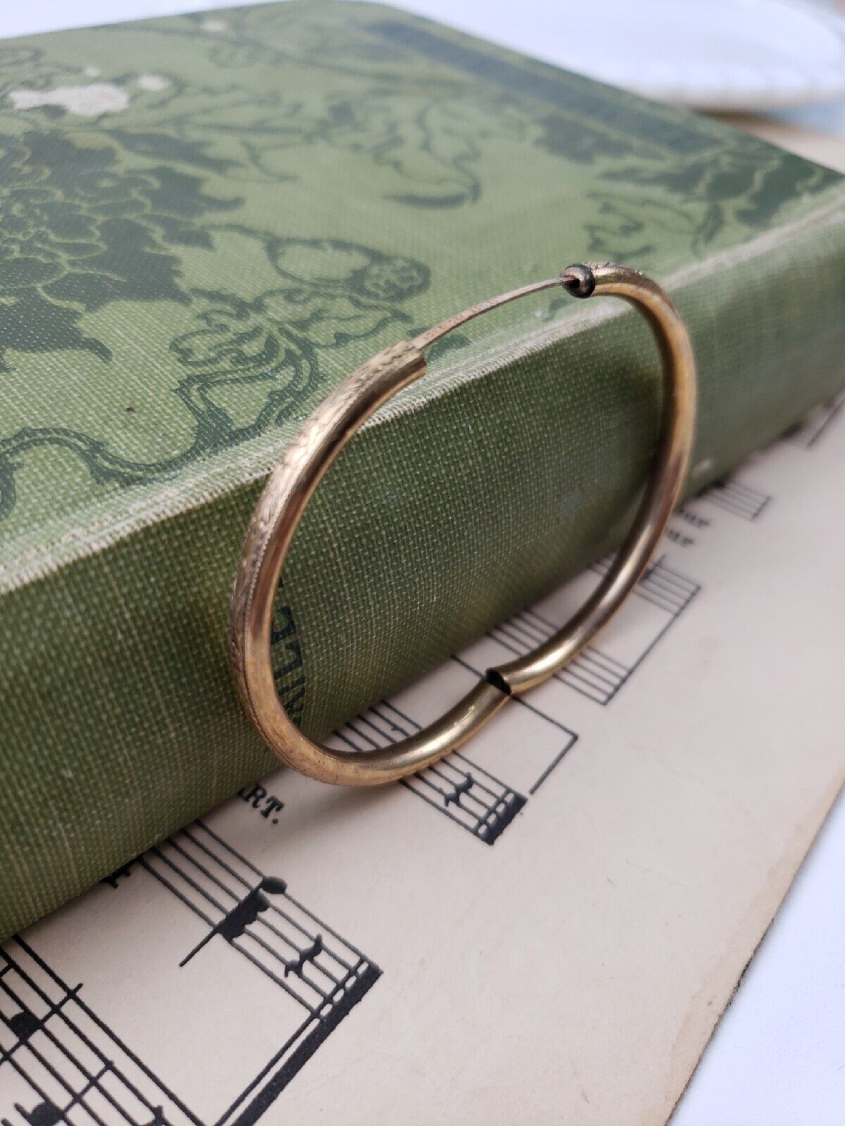 Lestage Gold Baby Bracelet 1/20 12k Gold Filled Hinged Antique Carved 1900s
