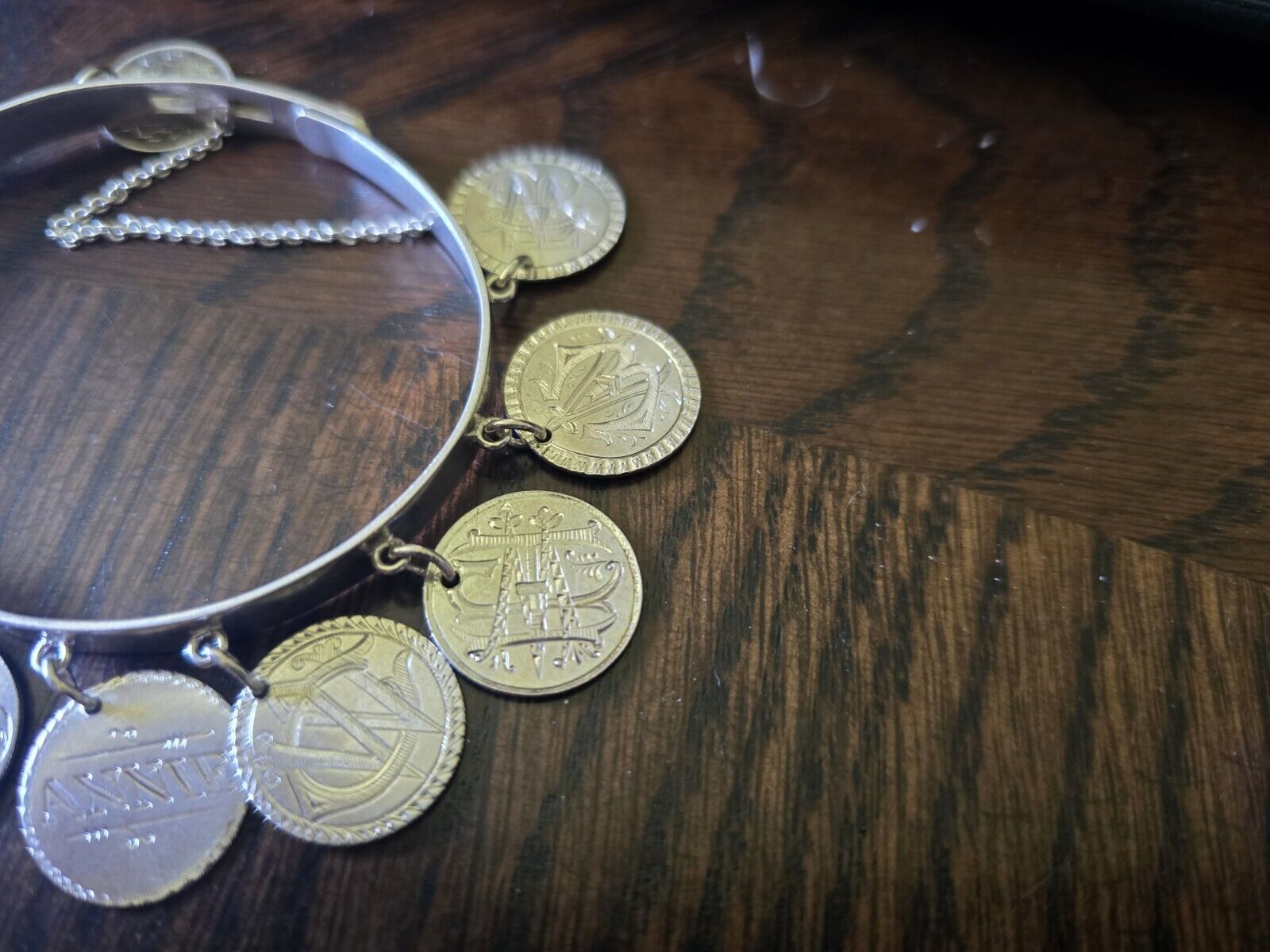 1800’s Victorian Silver Love Token Bracelet 10 Seated Liberty Dime Love Tokens