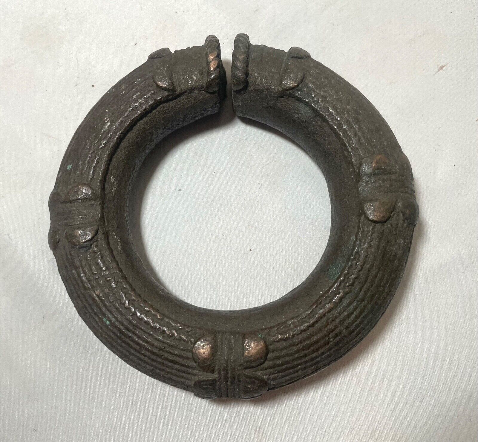 1800's Antique African Niger Baoulé Dogon Bronze Manilla Currency Bracelet Cuff~