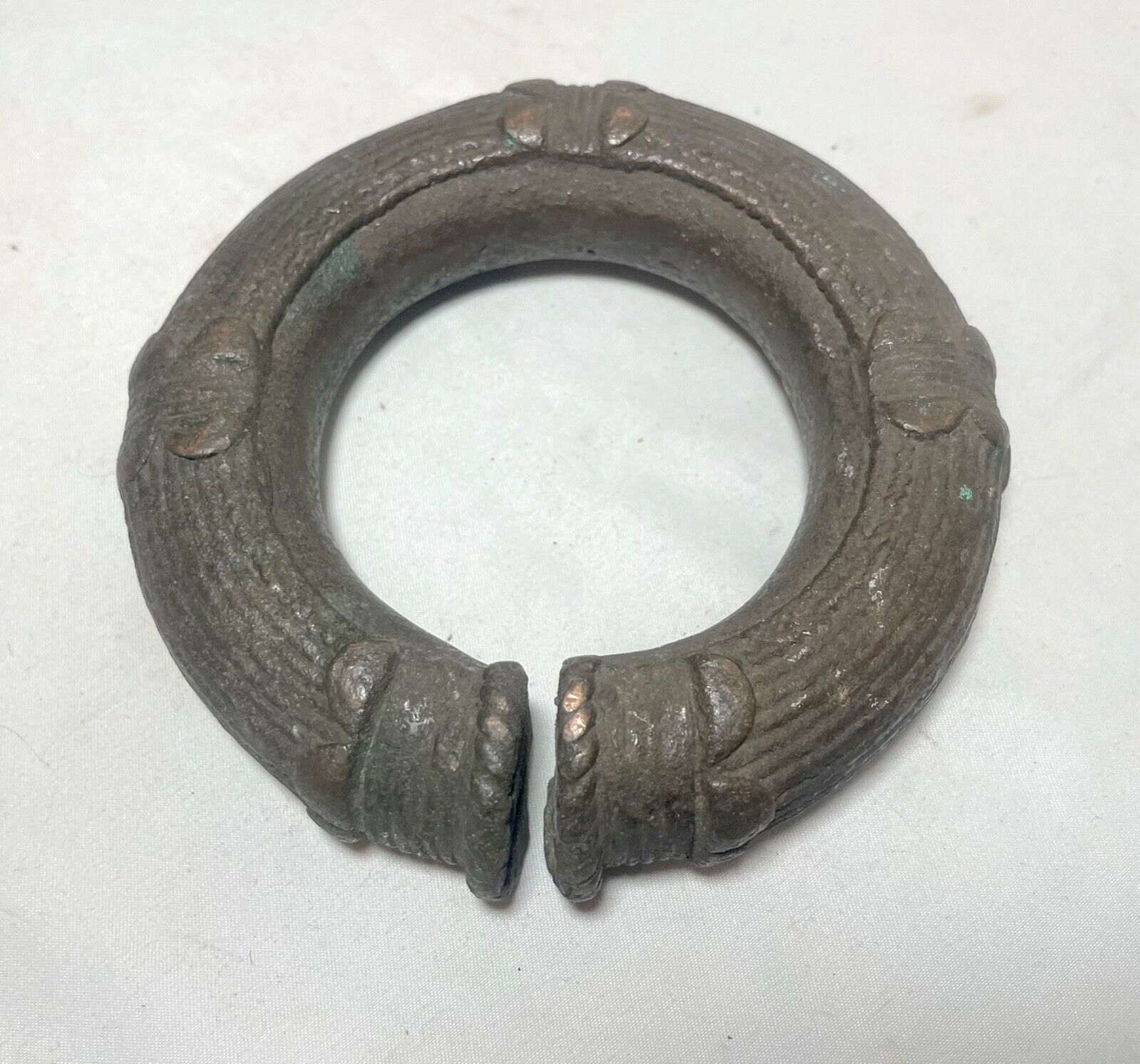 1800's Antique African Niger Baoulé Dogon Bronze Manilla Currency Bracelet Cuff~
