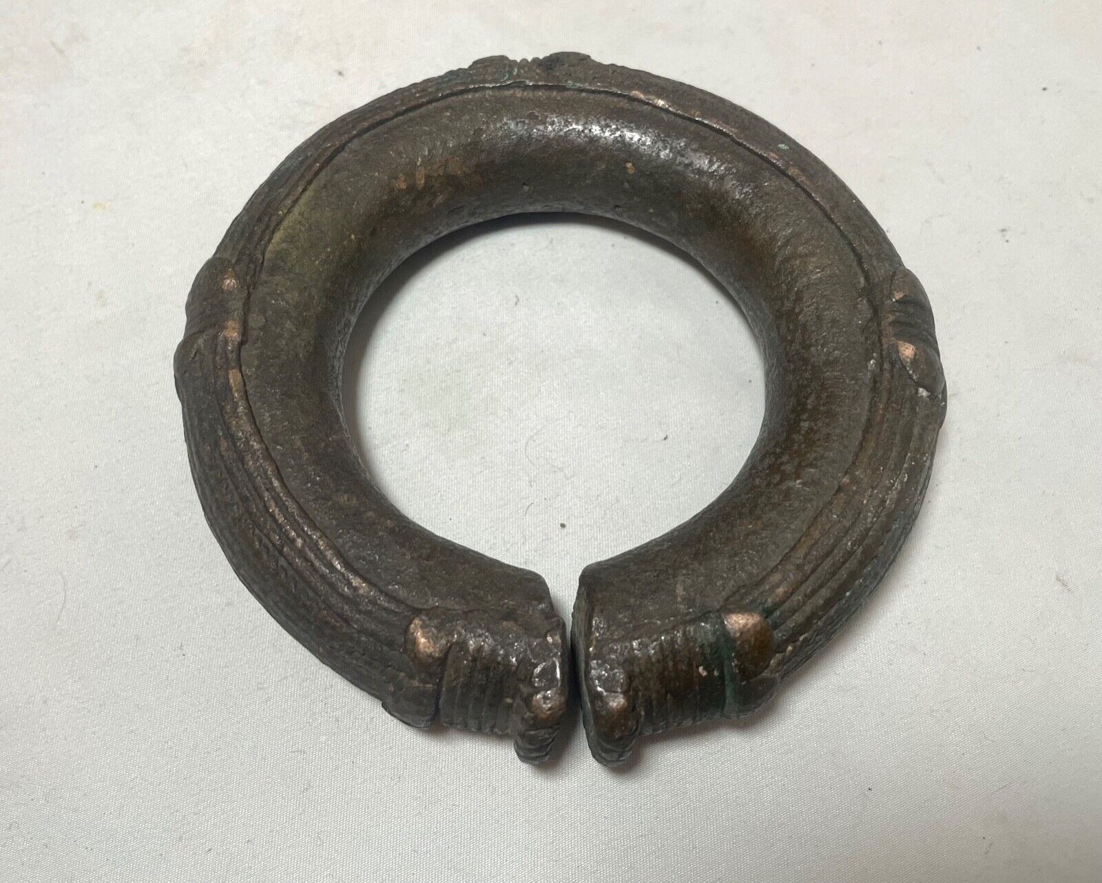 1800's Antique African Niger Baoulé Dogon Bronze Manilla Currency Bracelet Cuff~