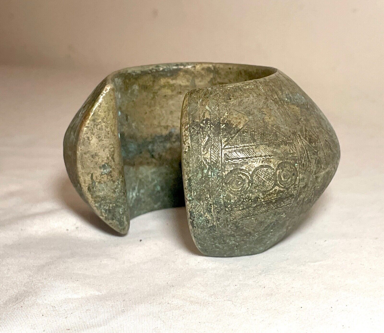 1800s Antique African Niger Baoulé Dogon Bronze Manilla Currency Bracelet nickel