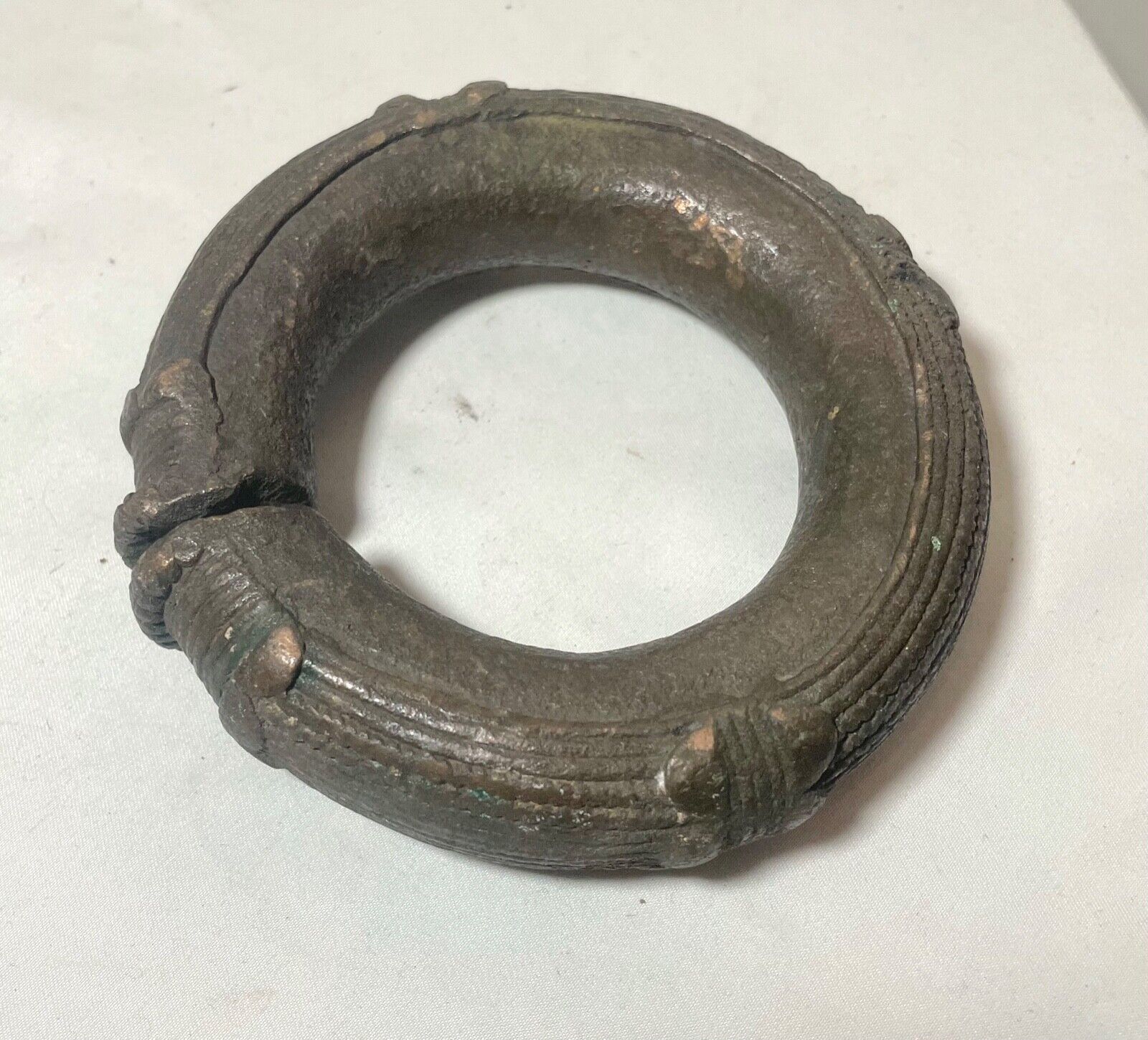 1800's Antique African Niger Baoulé Dogon Bronze Manilla Currency Bracelet Cuff~