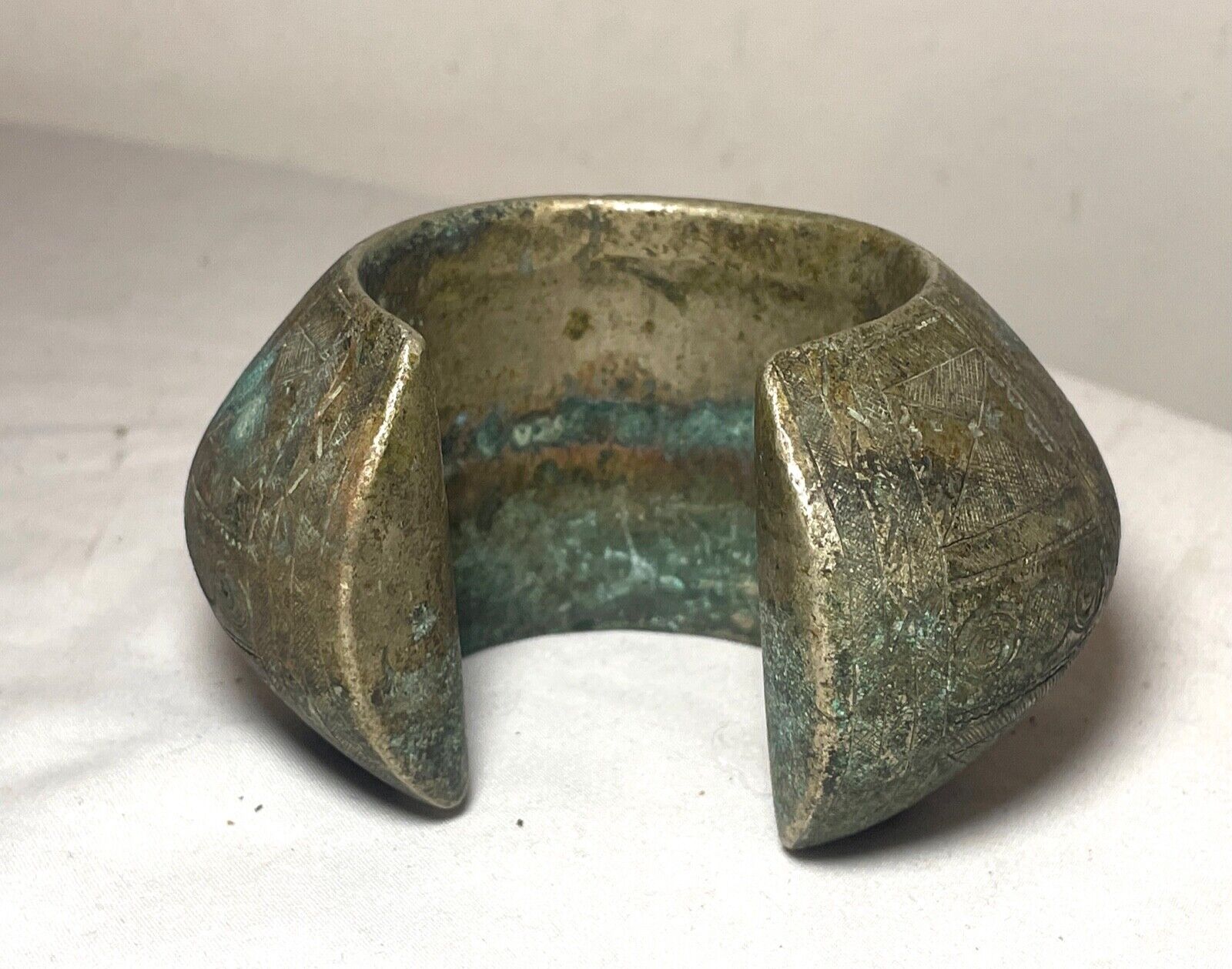 1800s Antique African Niger Baoulé Dogon Bronze Manilla Currency Bracelet nickel